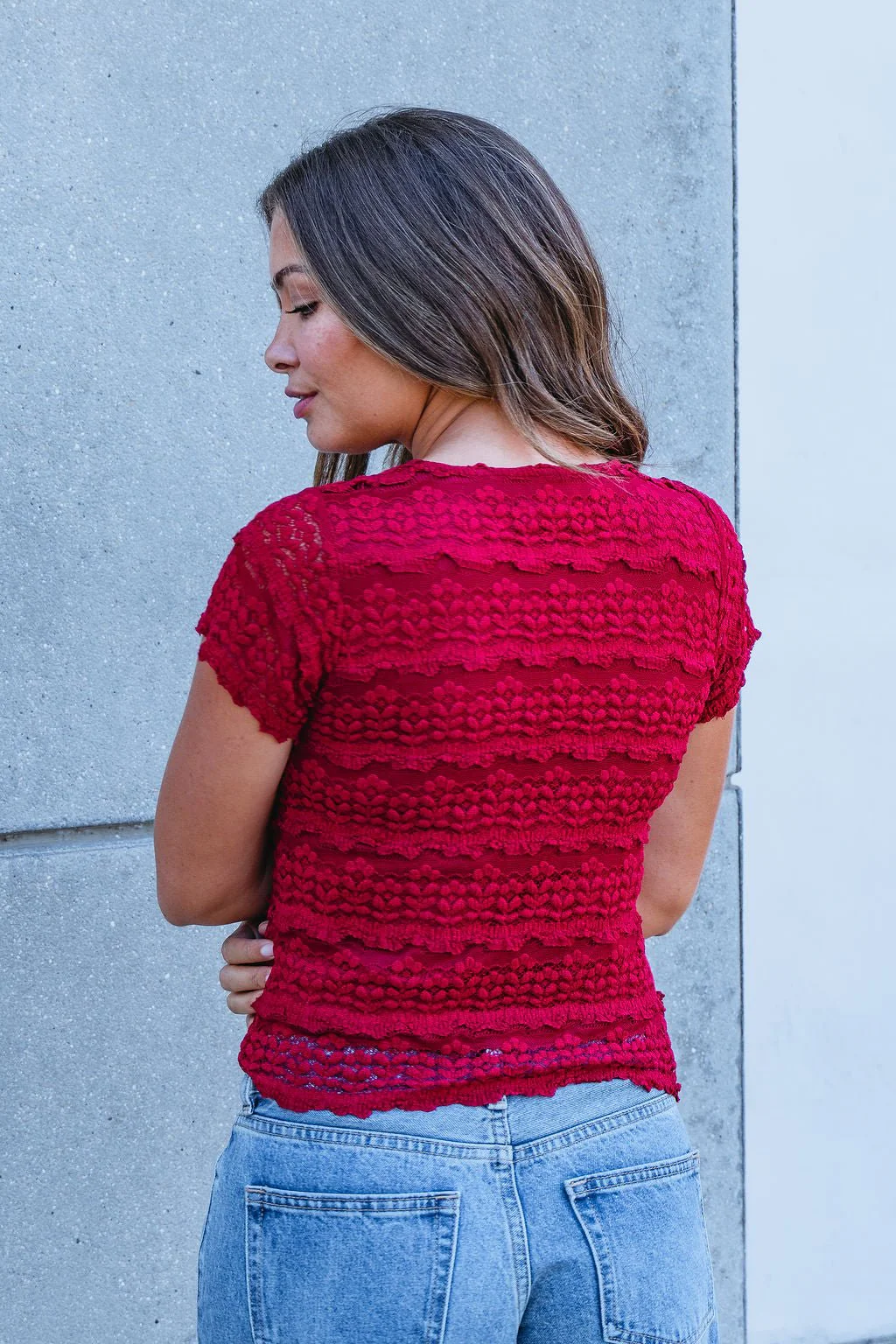 Amara Burgundy High Neck Lace Top - FINAL SALE - Image 6