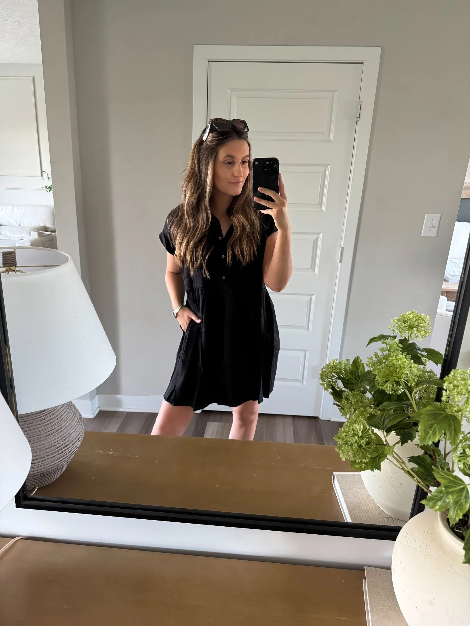 Back To Summer Black Button Up Mini Dress - Image 10