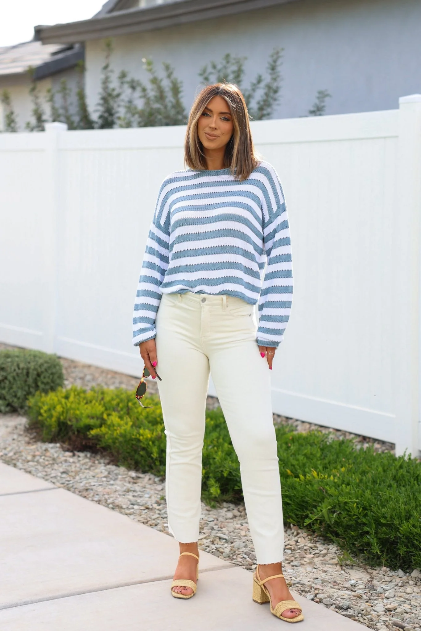 Bayeas Ivory Mid Rise Straight Leg Jeans