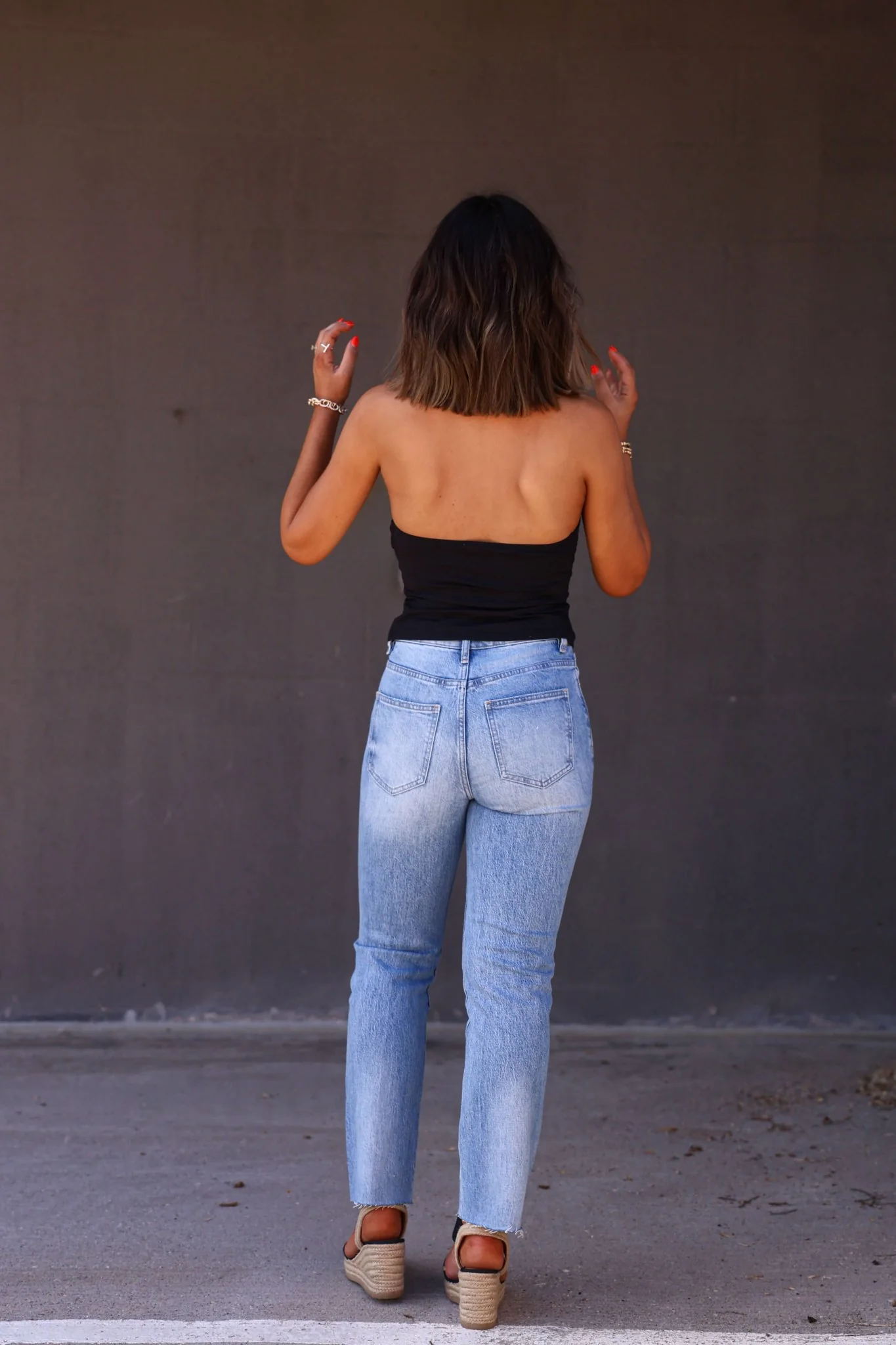 Bayeas Medium Wash High Rise Straight Jeans - FINAL SALE - Image 4