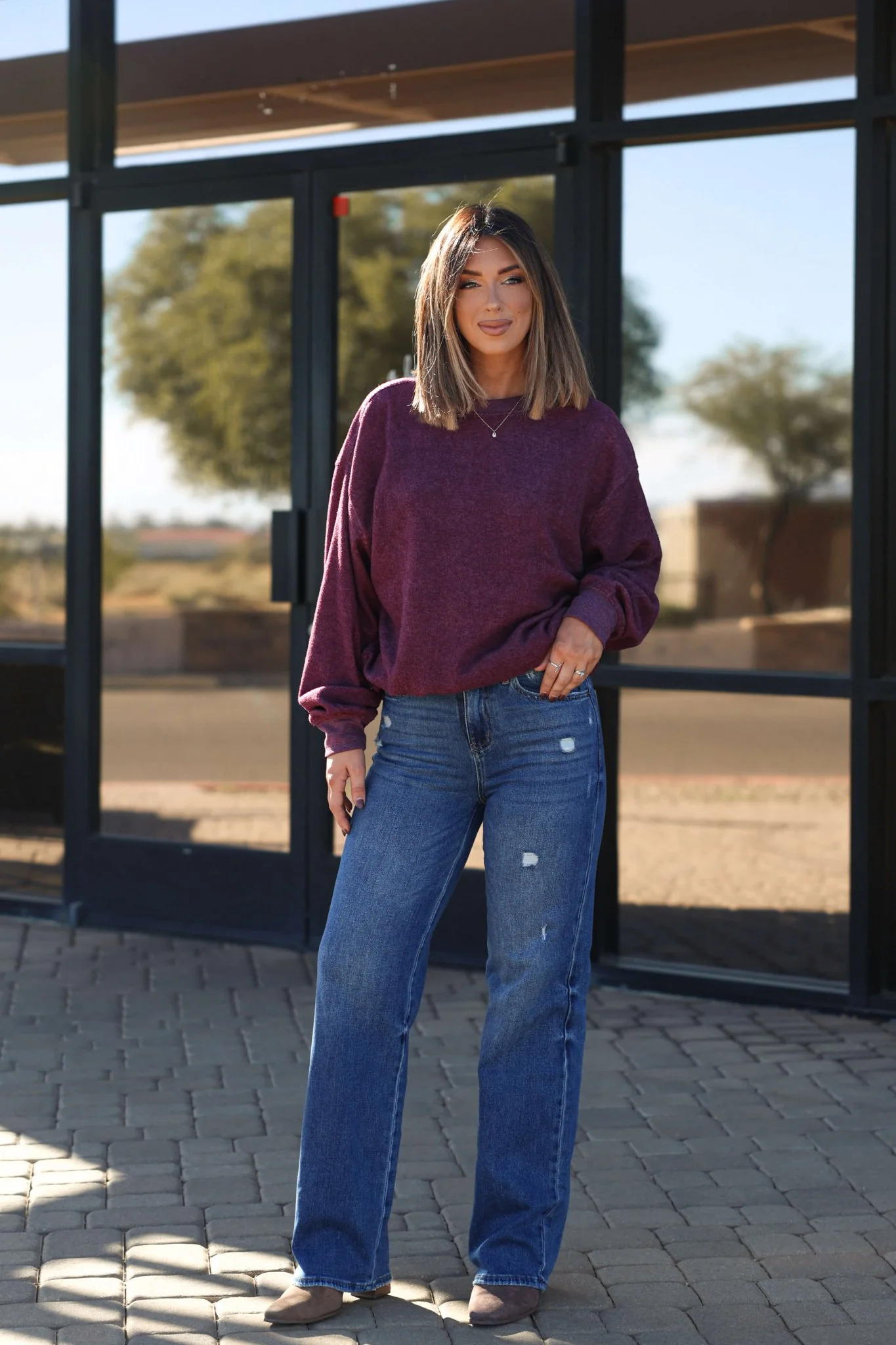 Bayeas Medium Wash Relaxed Straight Leg Jeans - FINAL SALE - Image 3