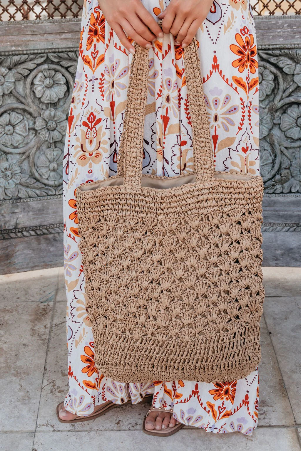 Beachcomber Khaki Straw Bag