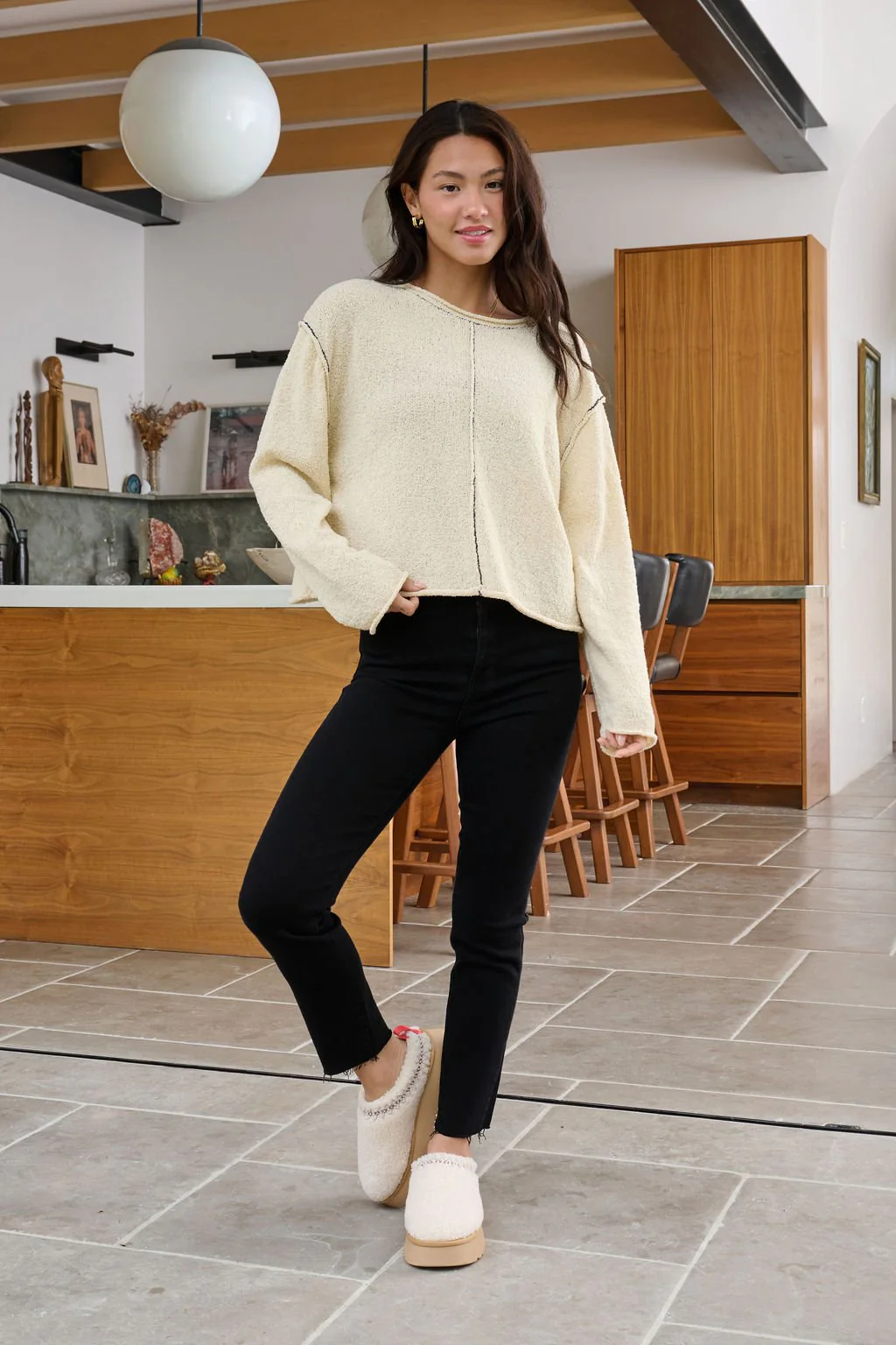 Beige Contrast Stitch Detail Sweater - FINAL SALE - Image 6