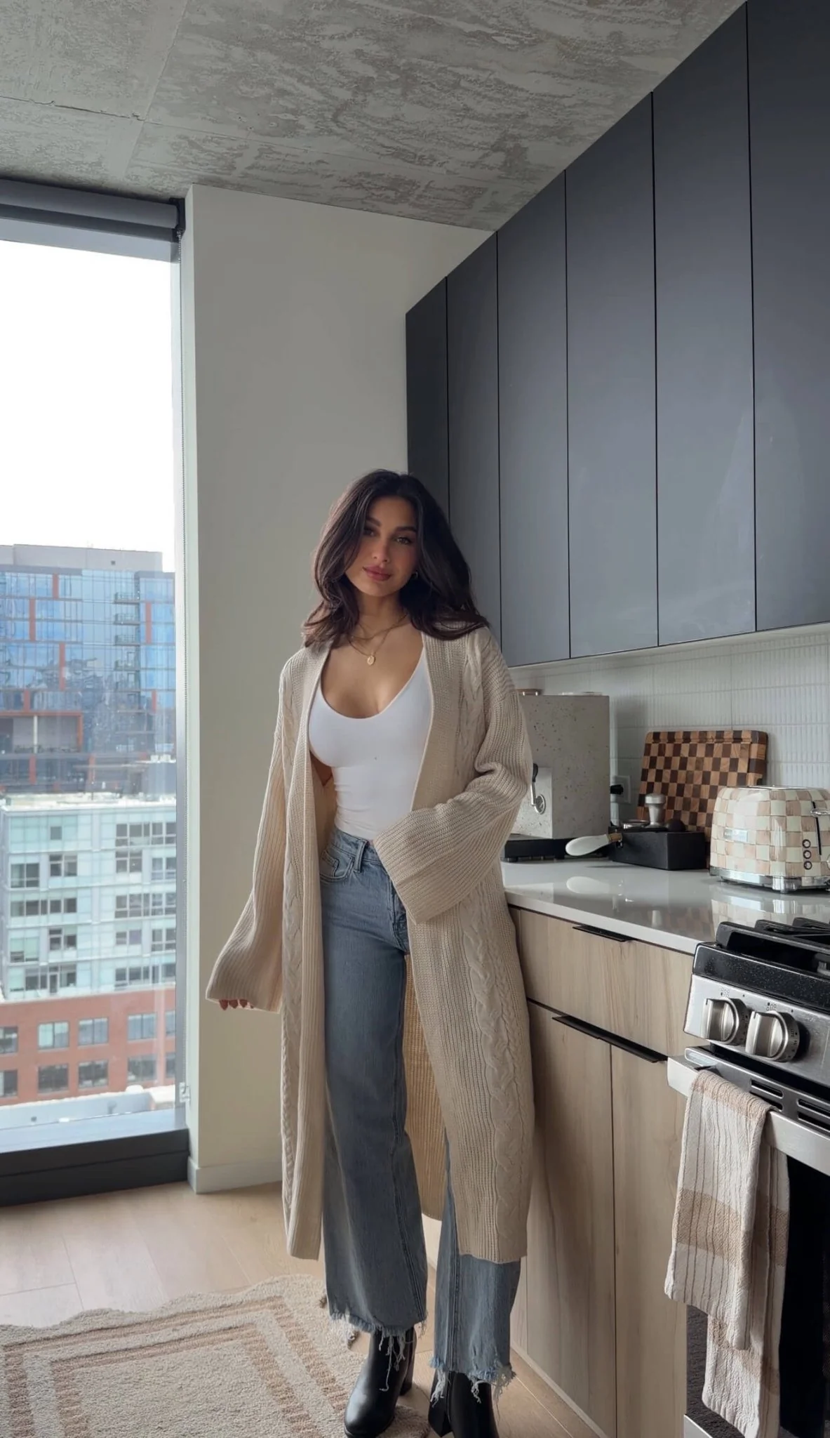 Beige Ribbed Open Front Duster Cardigan - FINAL SALE - Image 11