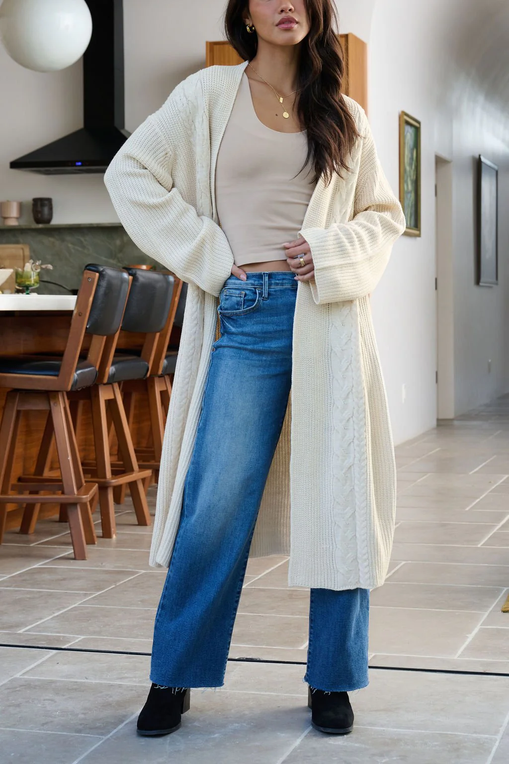 Beige Ribbed Open Front Duster Cardigan - FINAL SALE - Image 15