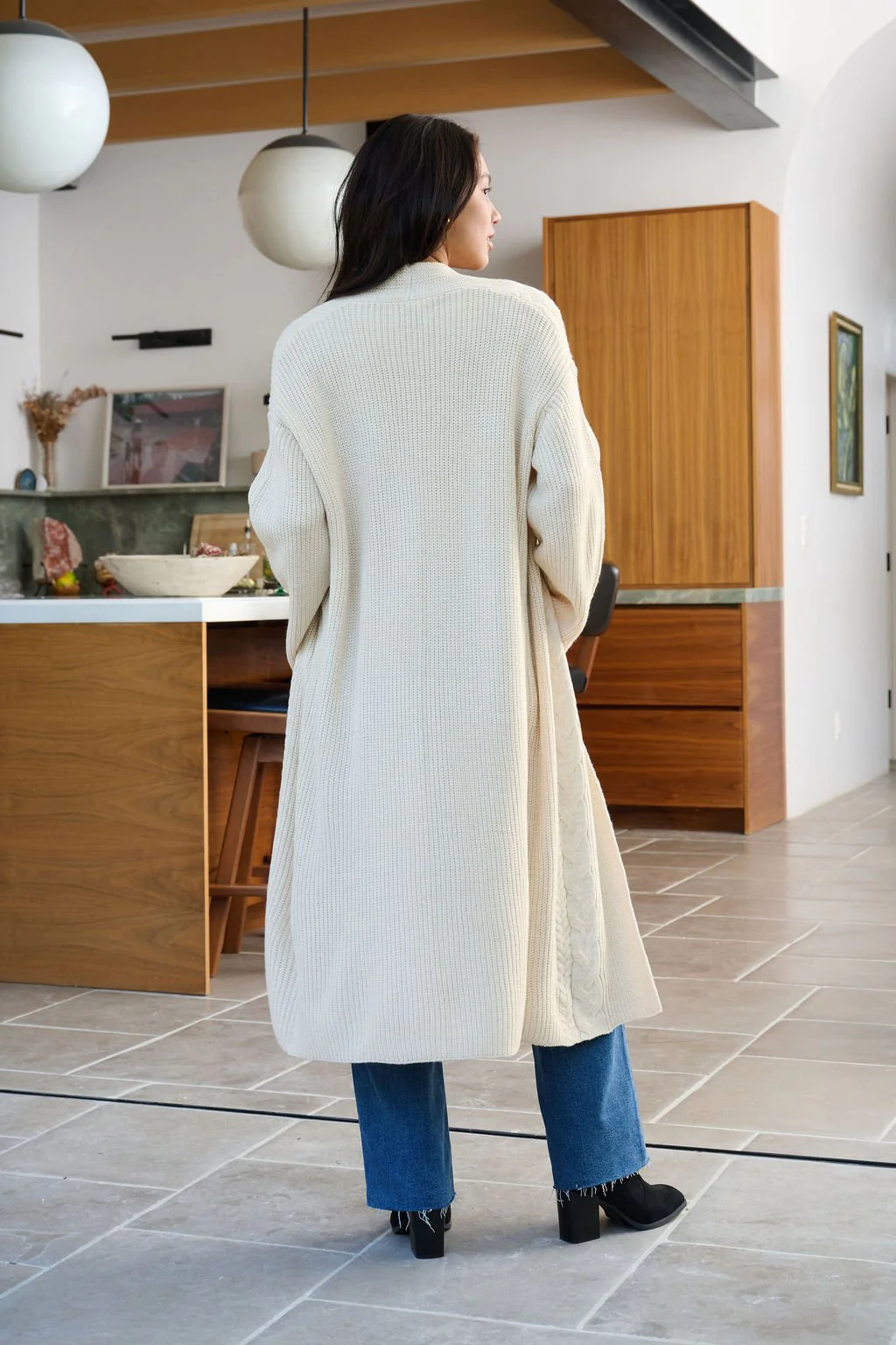 Beige Ribbed Open Front Duster Cardigan - FINAL SALE - Image 16