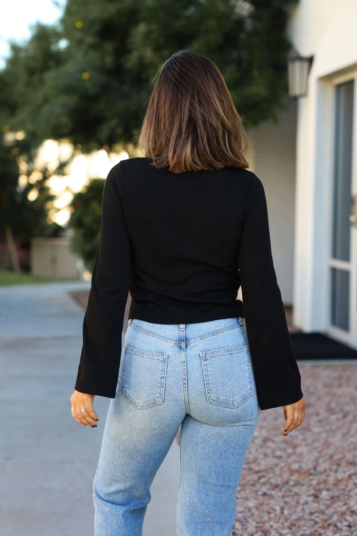Black Button Down Ribbed Top - FINAL SALE - Image 3