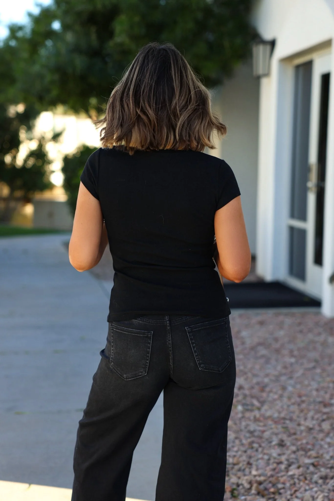 Black Button Front Ribbed Top - Image 5