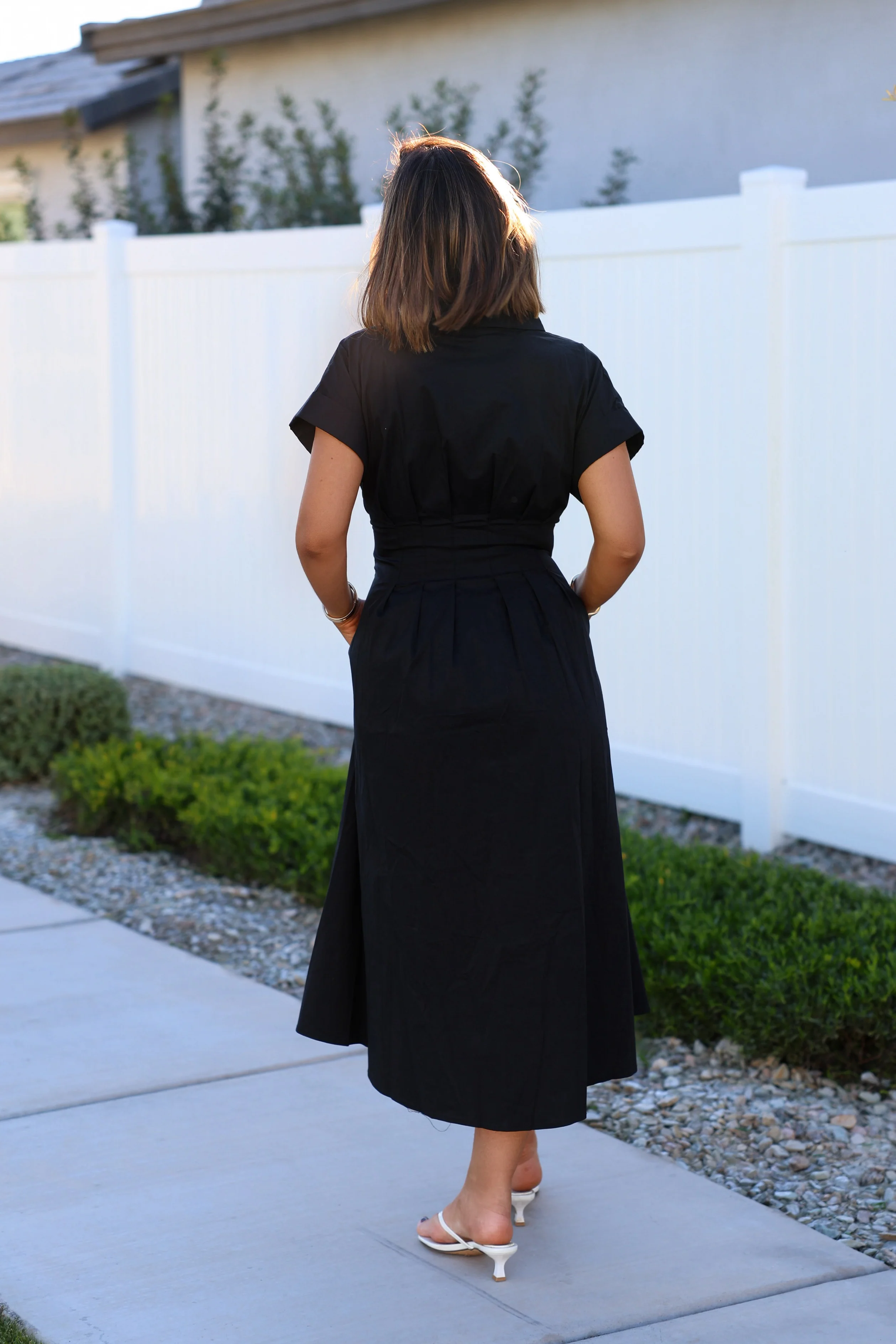 Black Double Belted Midi Dress - Image 4