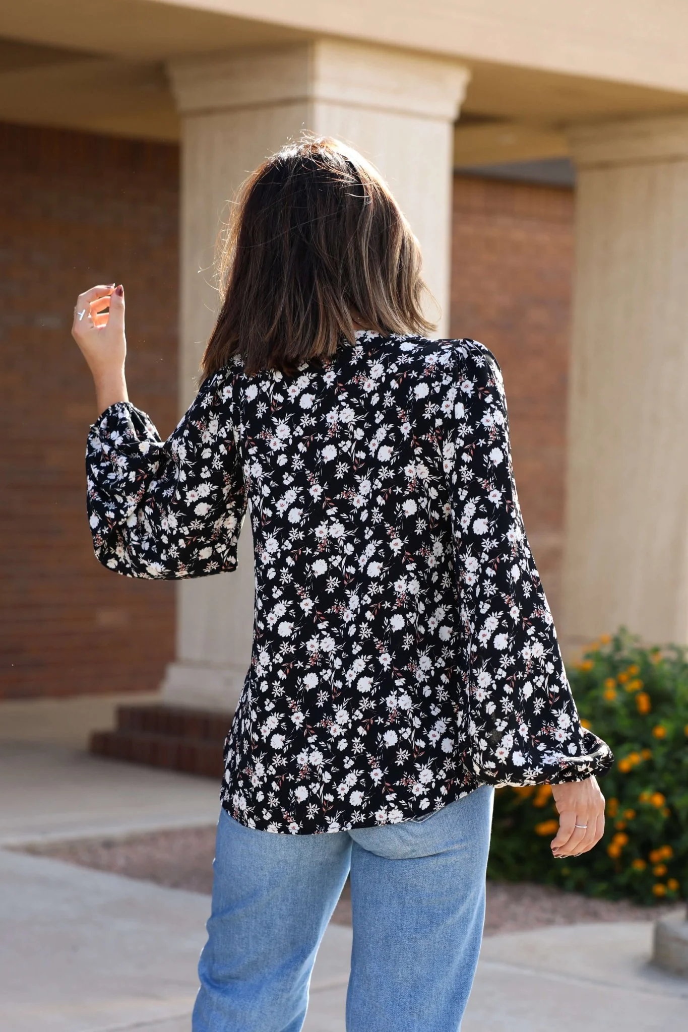 Black Floral Button Down Blouse - FINAL SALE - Image 4