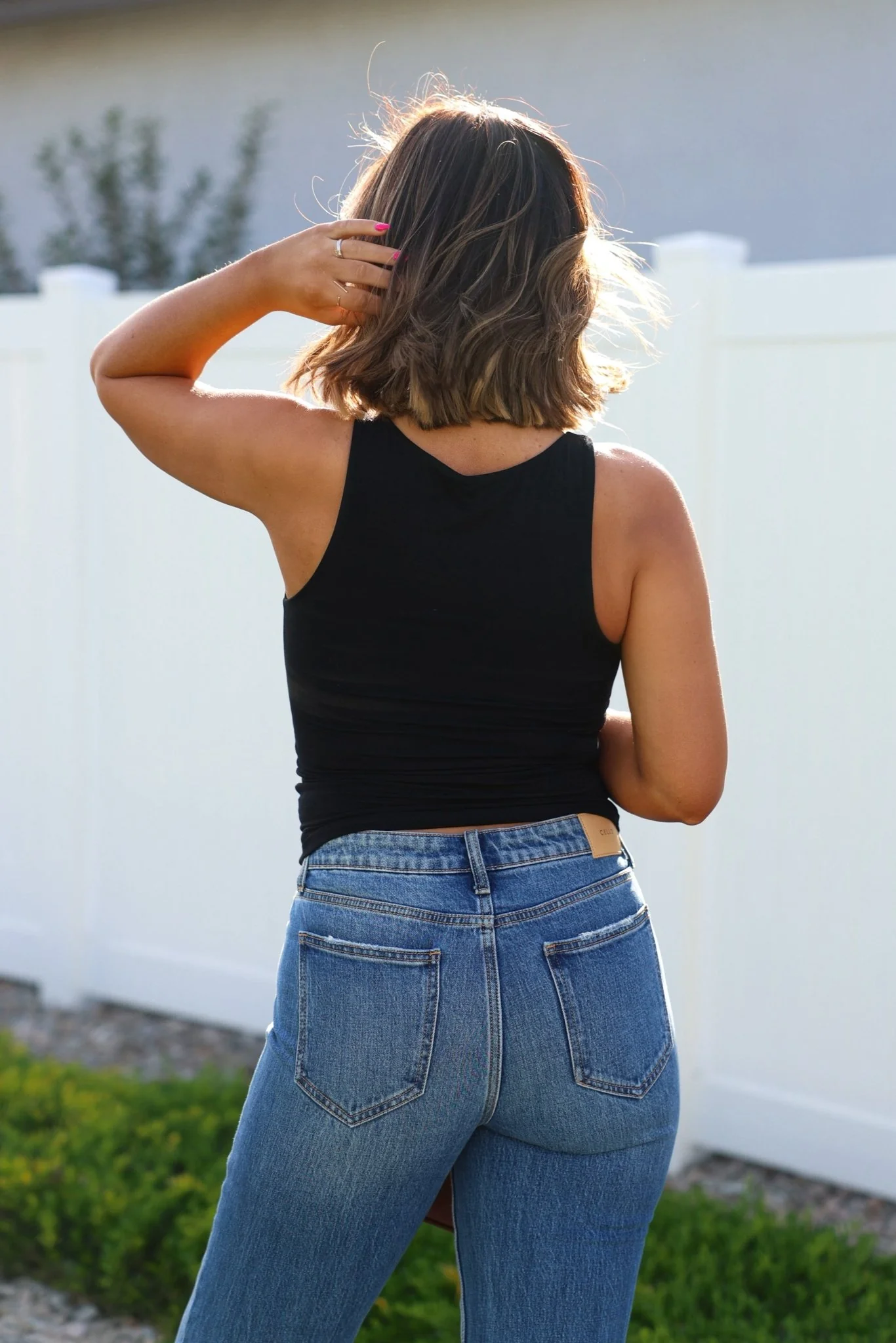 Black Jersey Knit Double Lined Tank Top - Image 4