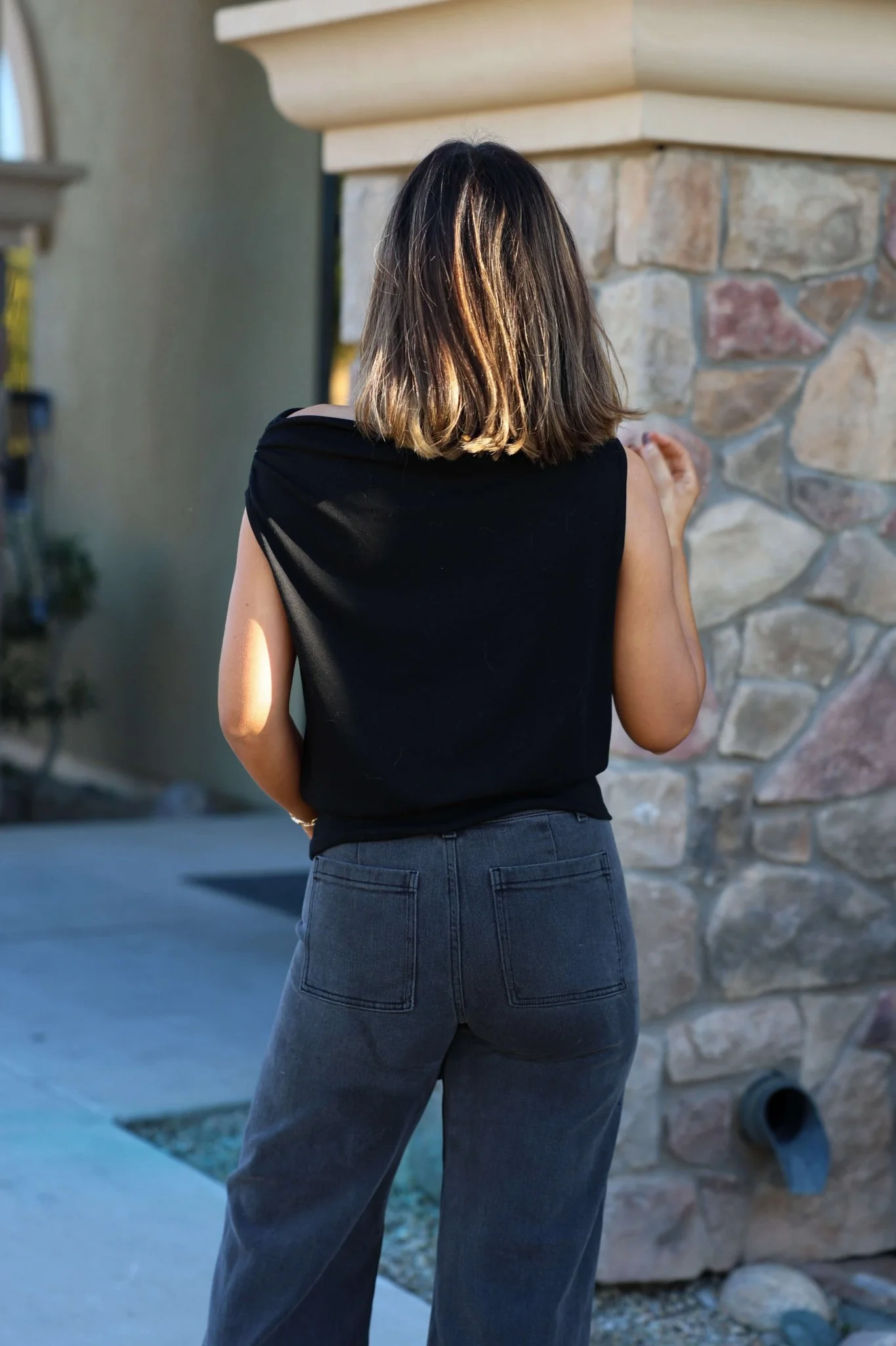 Black Jersey Knit Off The Shoulder Top - FINAL SALE - Image 4
