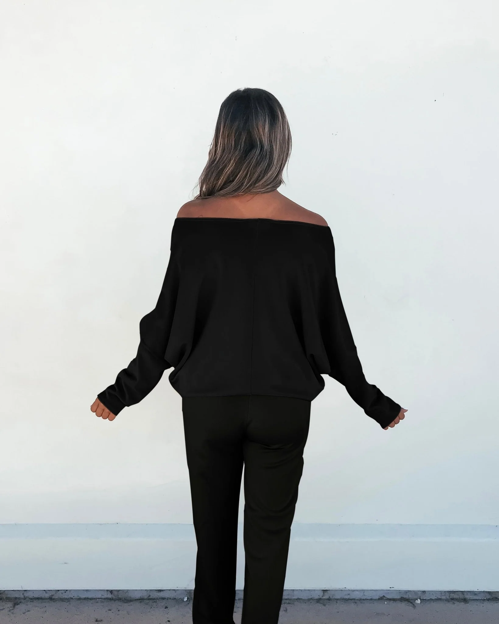 Black Off The Shoulder Scuba Top - FINAL SALE - Image 4