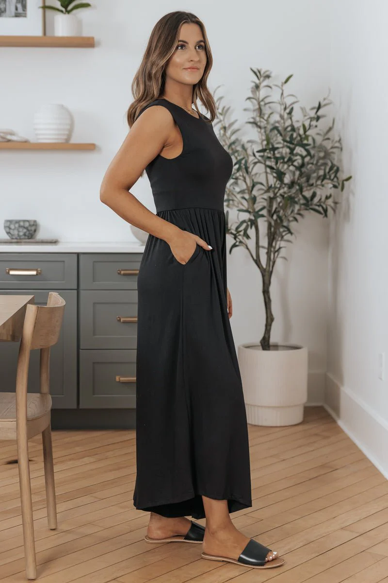 Black Open Back Wide Leg Jumpsuit - Image 7