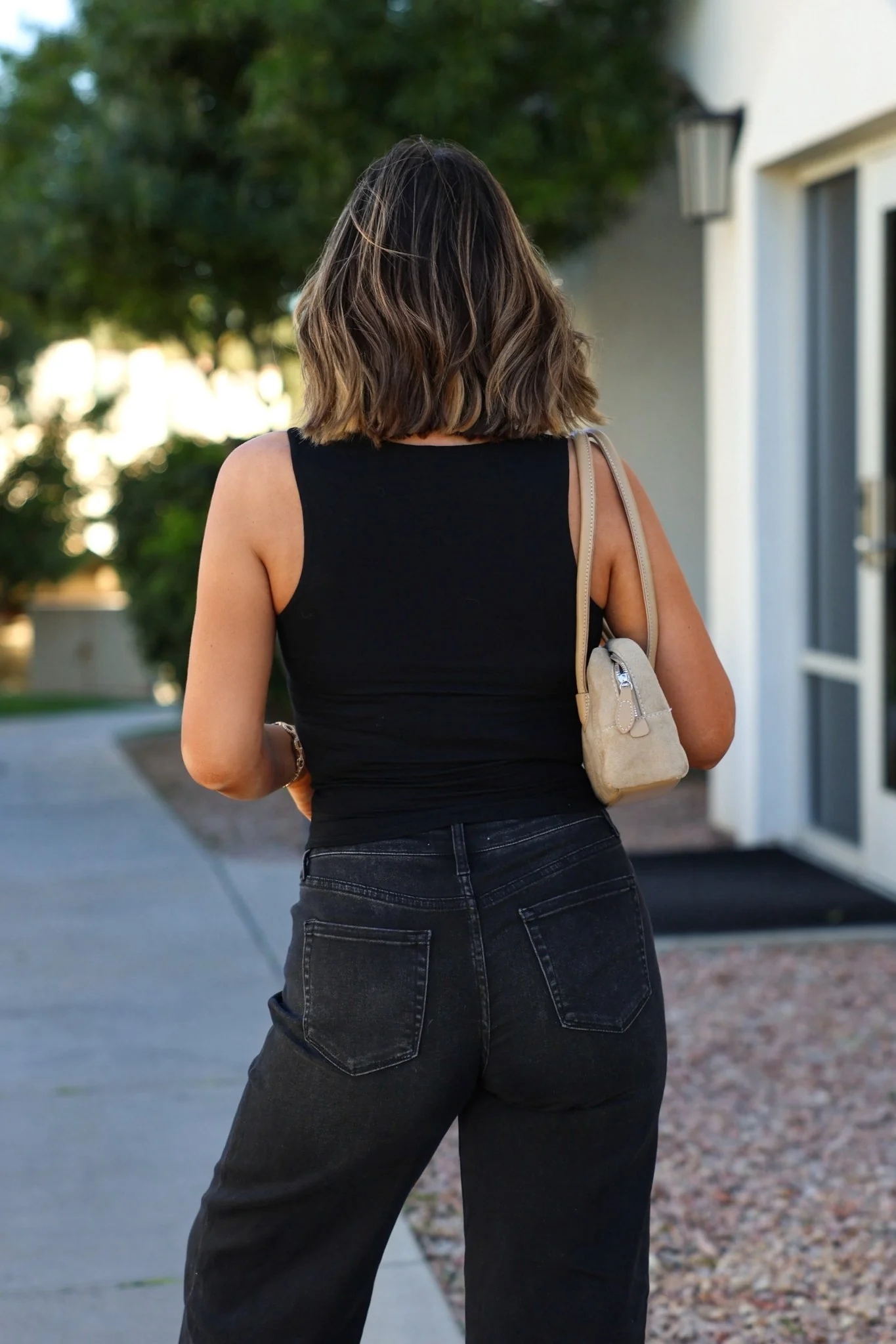 Black Square Neck Double Lined Tank Top - Image 4