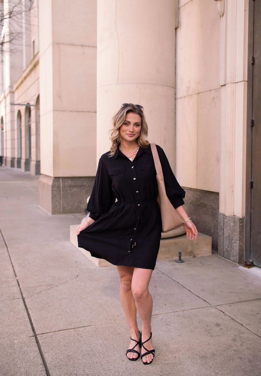 Black Tie Mini Shirt Dress - Image 4