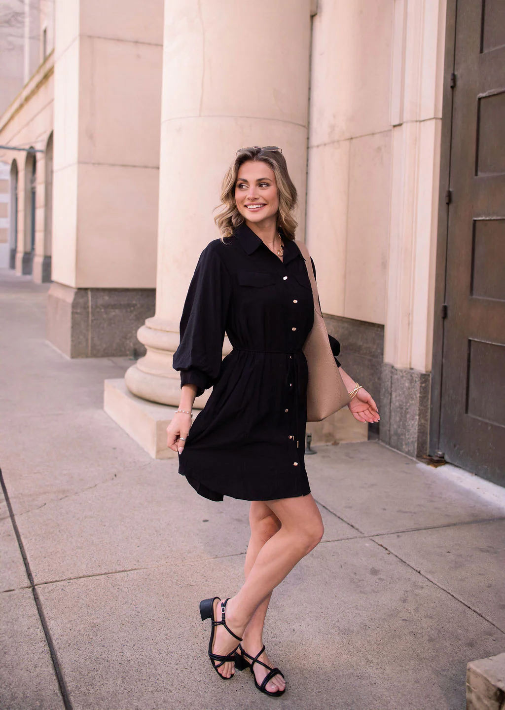 Black Tie Mini Shirt Dress - Image 5