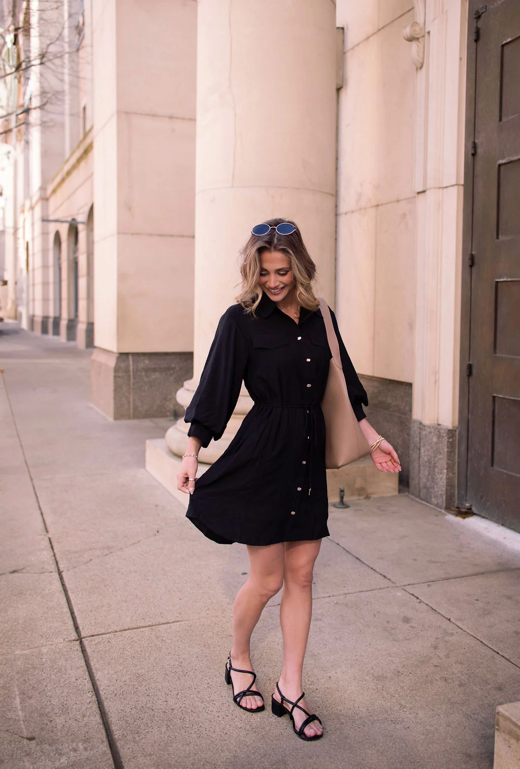 Black Tie Mini Shirt Dress - Image 6