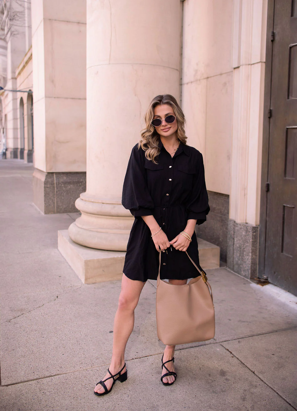 Black Tie Mini Shirt Dress - Image 7