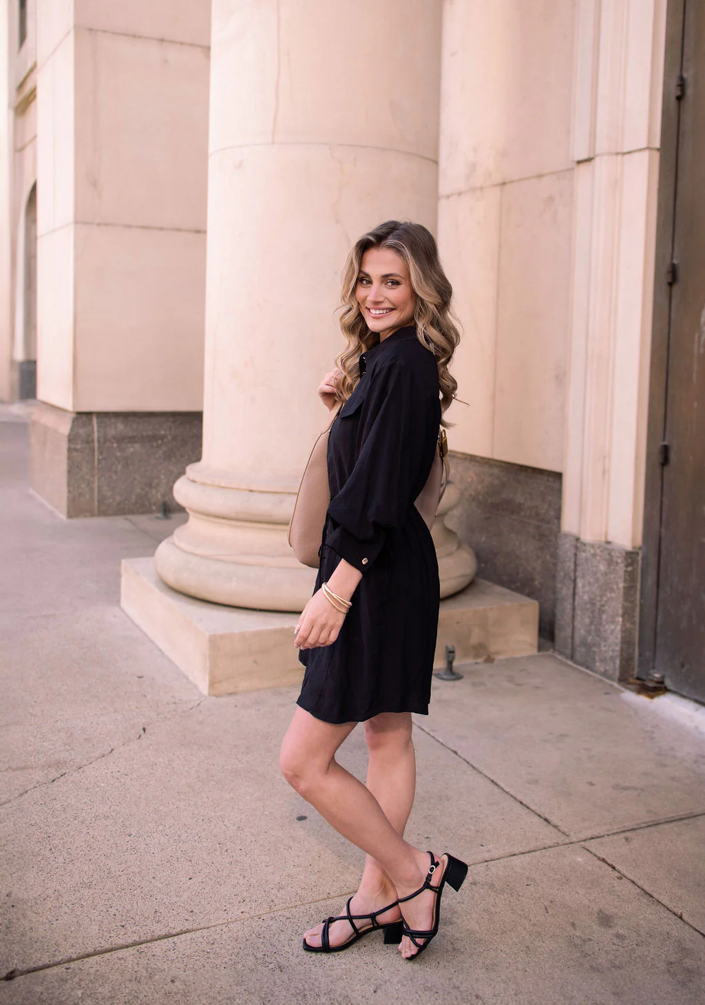 Black Tie Mini Shirt Dress - Image 8