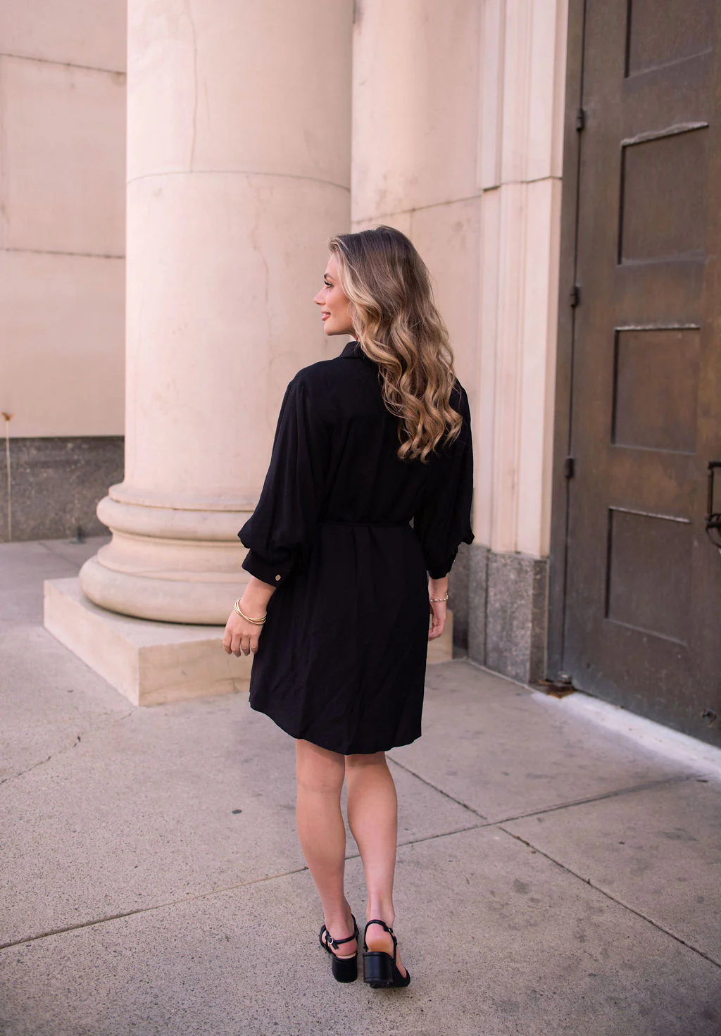 Black Tie Mini Shirt Dress - Image 9