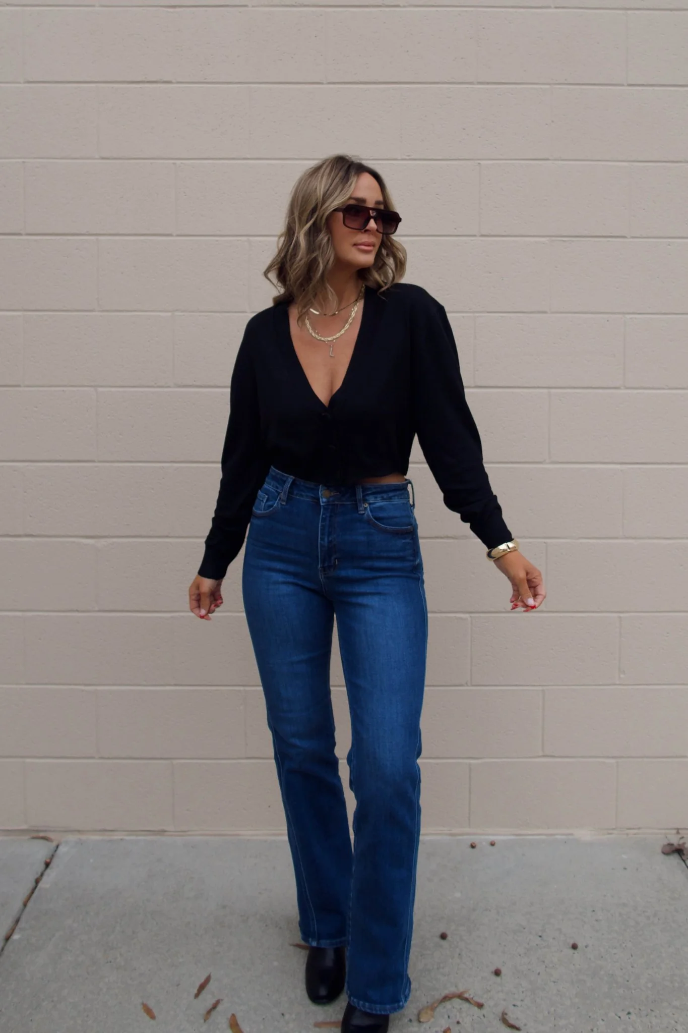 Black V Neck Buttoned Cardigan - FINAL SALE - Image 2