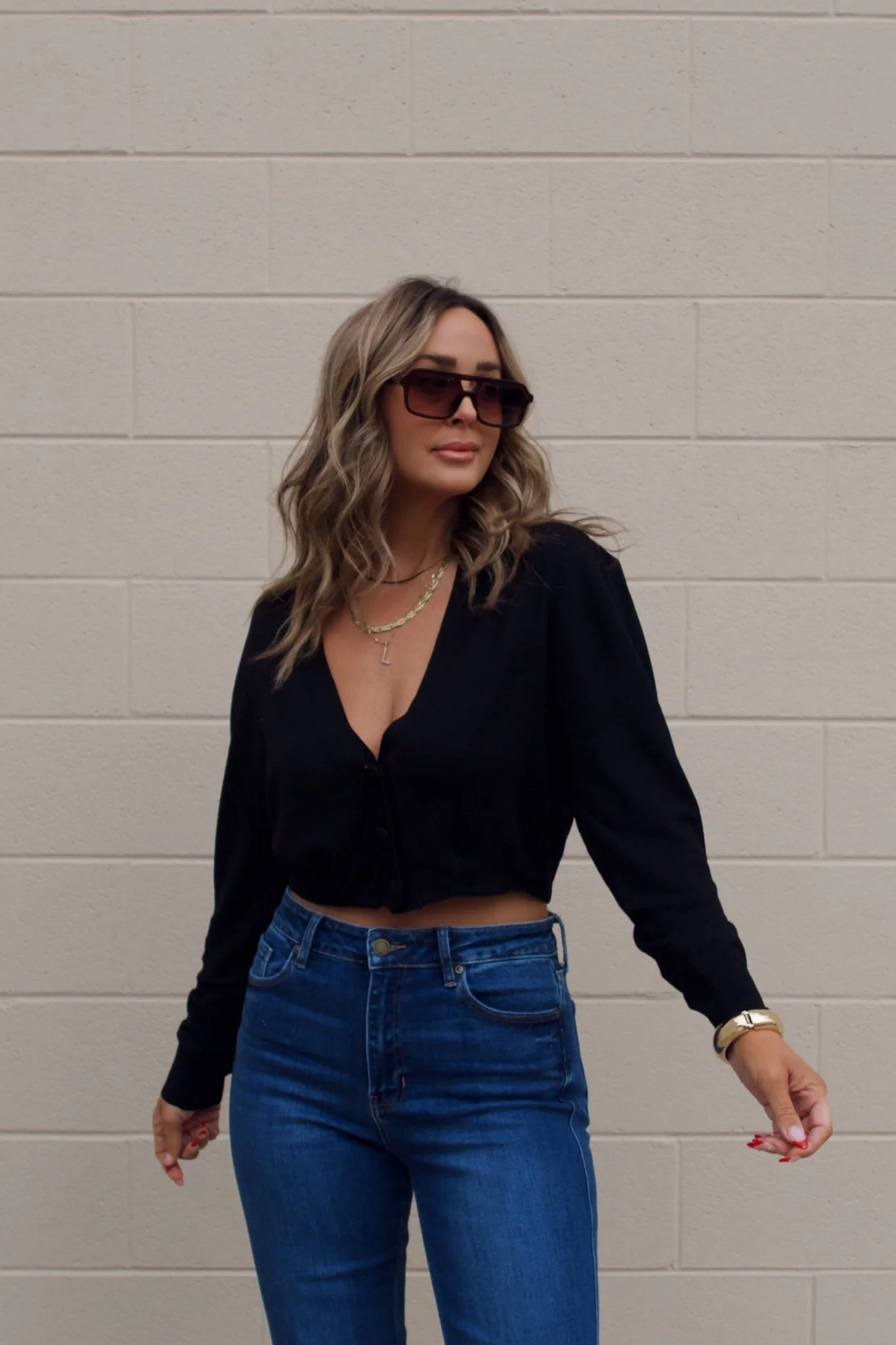 Black V Neck Buttoned Cardigan - FINAL SALE - Image 3