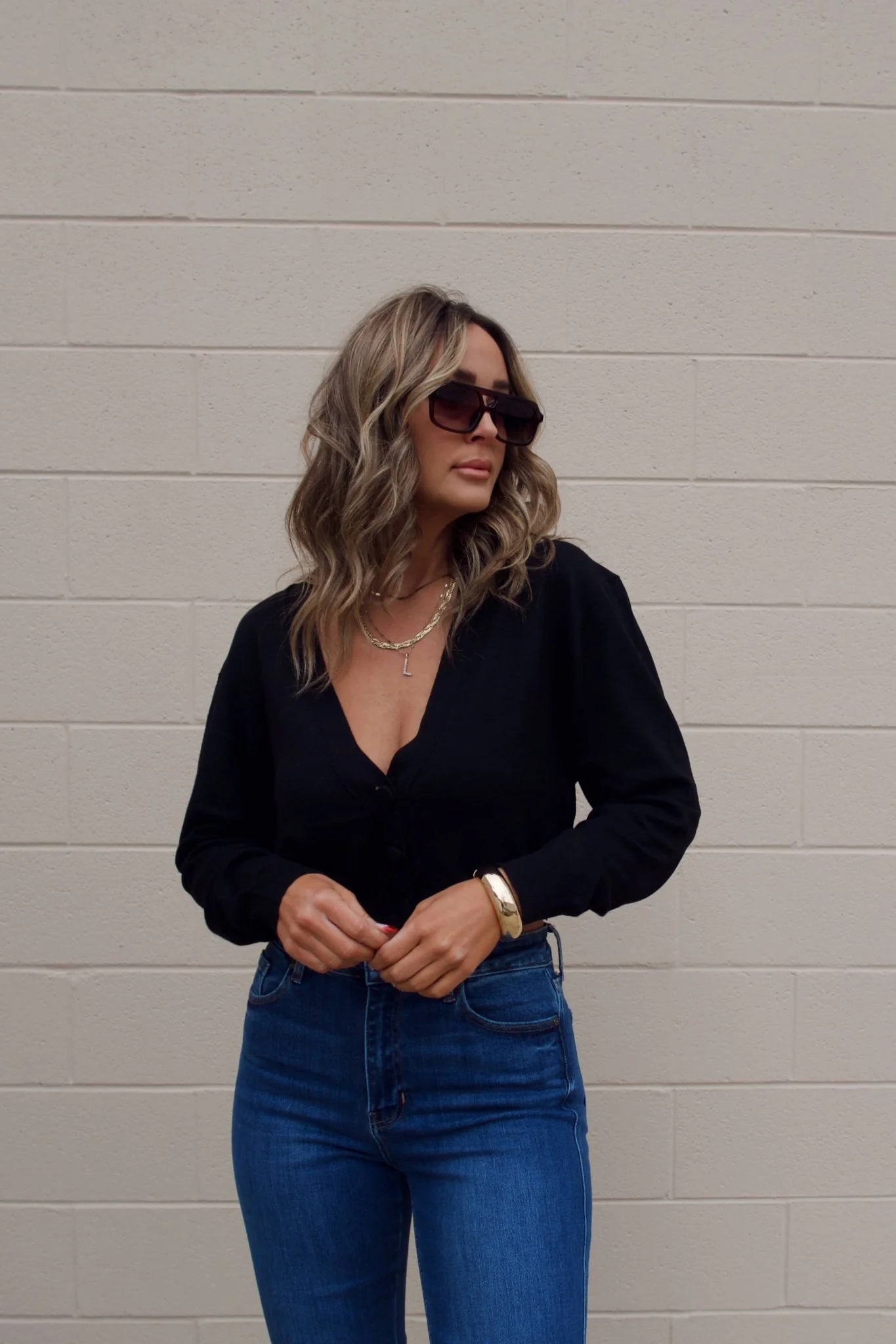 Black V Neck Buttoned Cardigan - FINAL SALE - Image 5