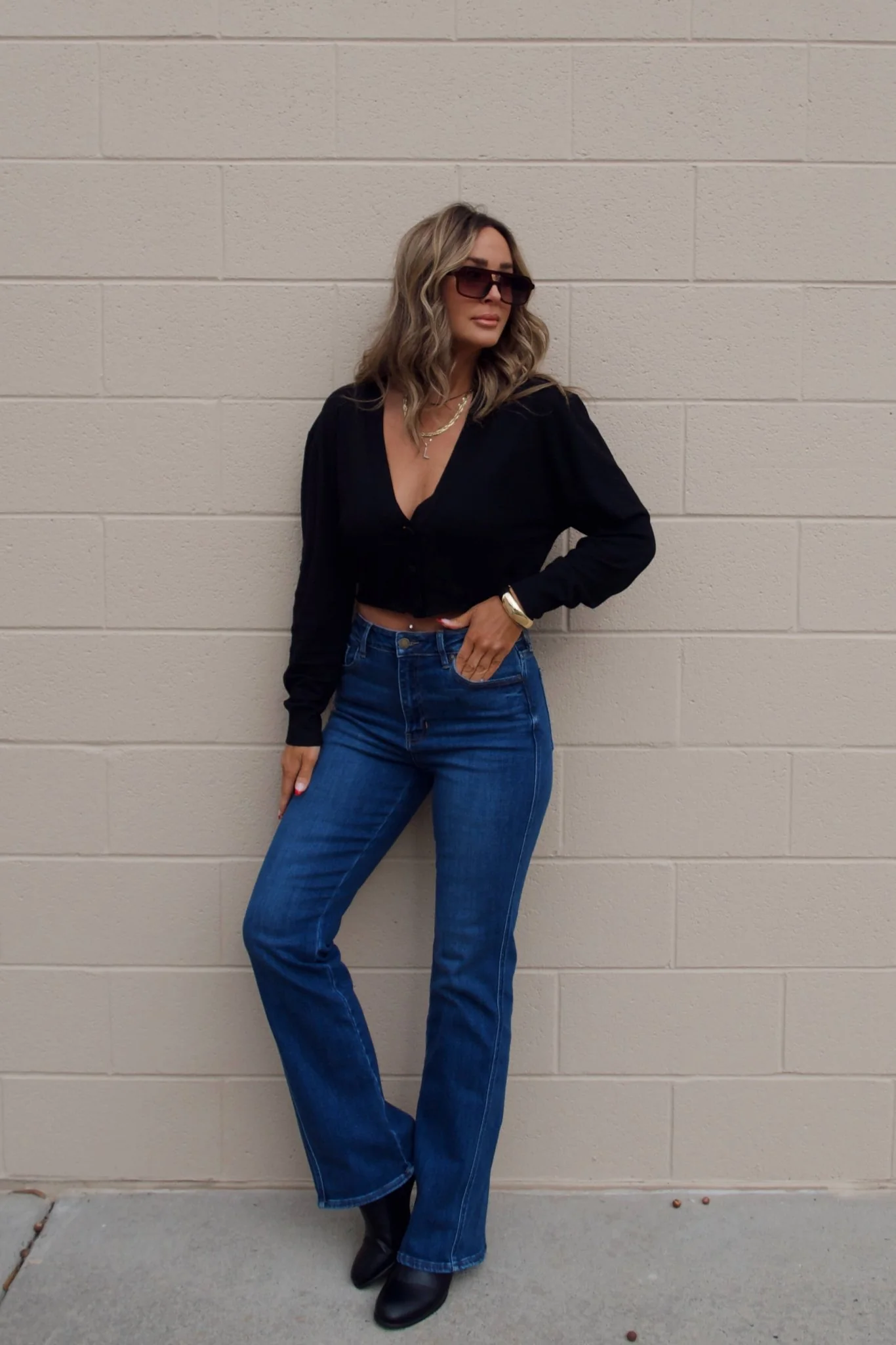 Black V Neck Buttoned Cardigan - FINAL SALE - Image 6