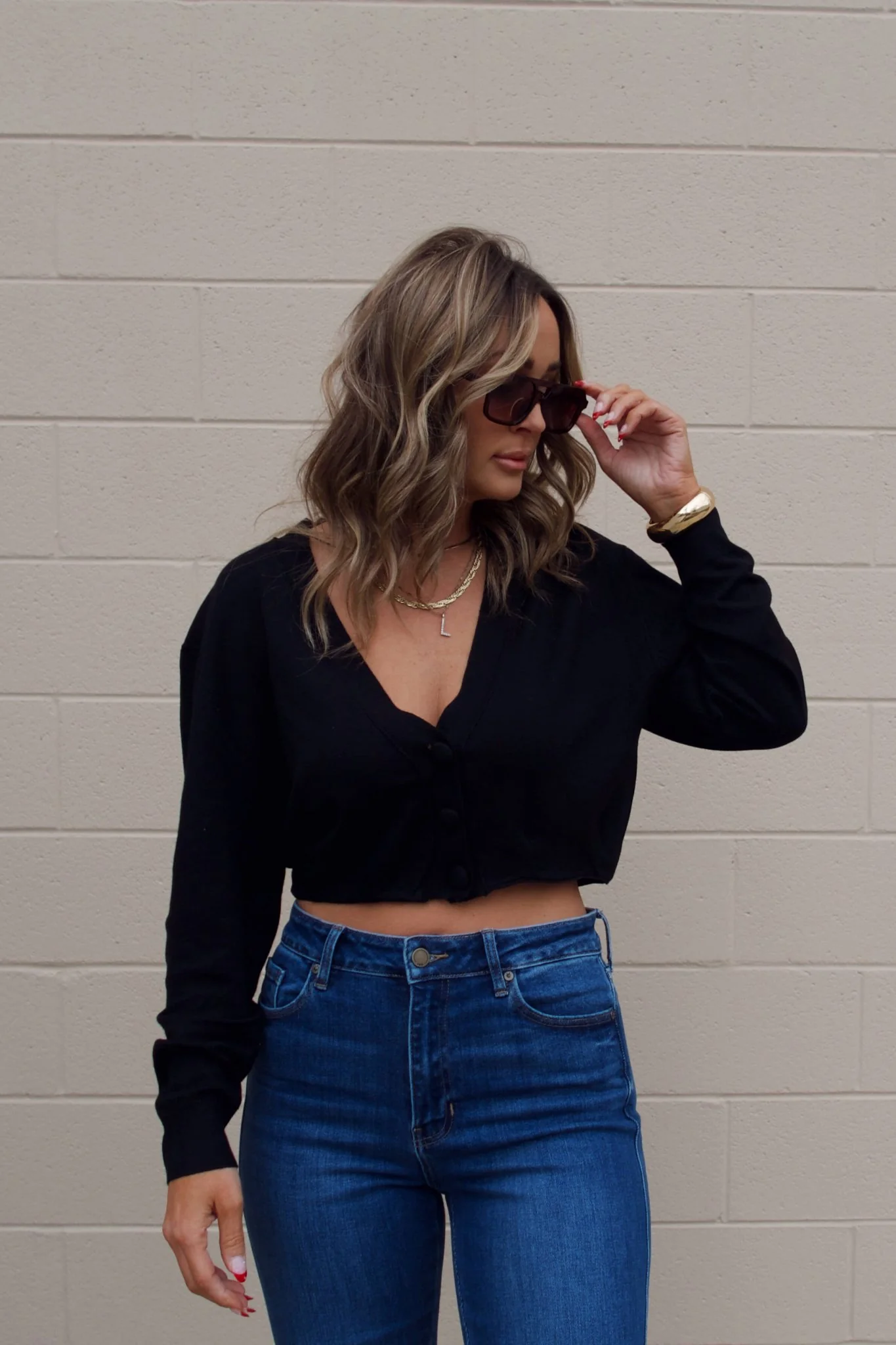 Black V Neck Buttoned Cardigan - FINAL SALE - Image 7