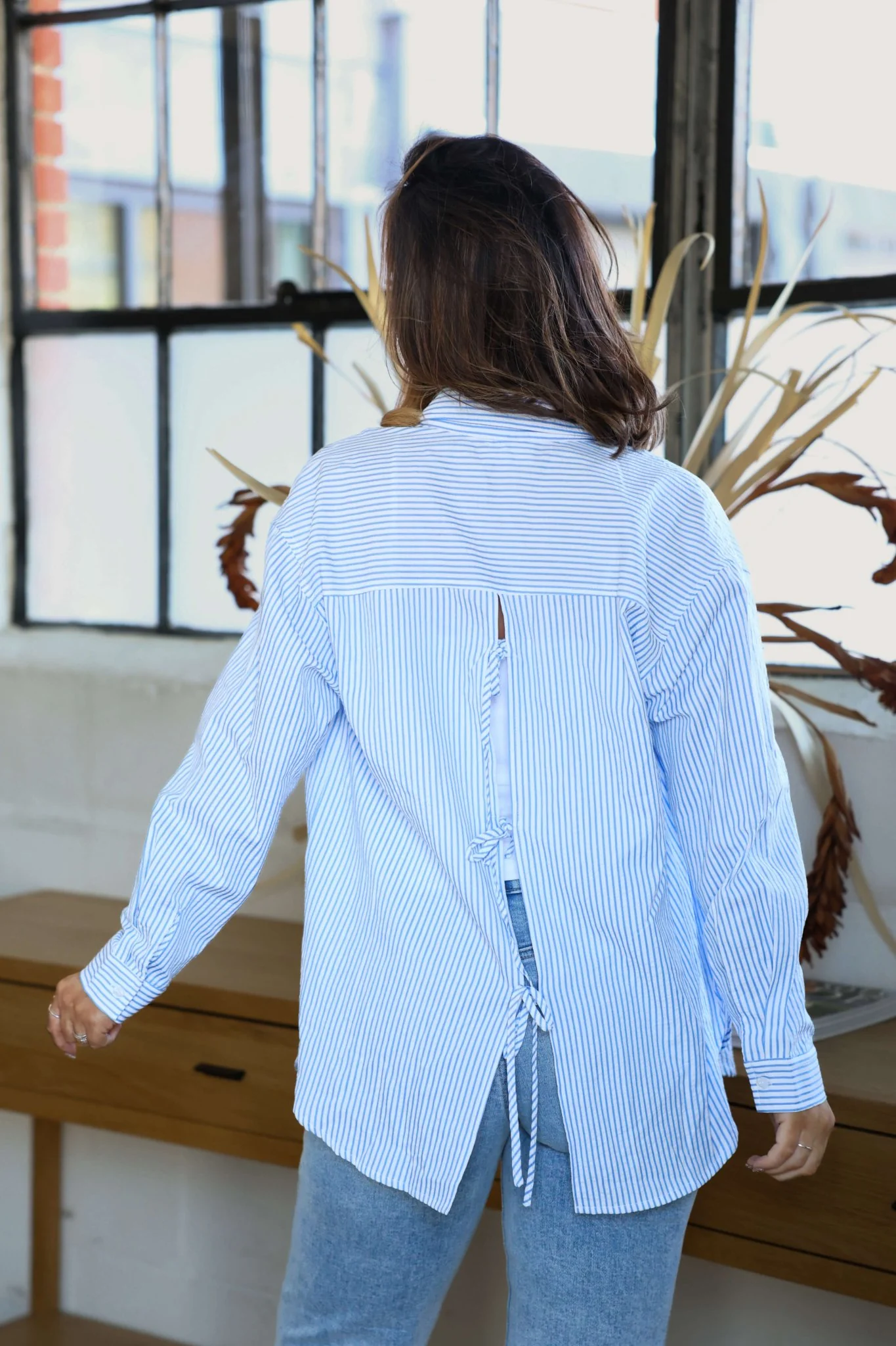 Blue and White Striped Tie Top - FINAL SALE - Image 3