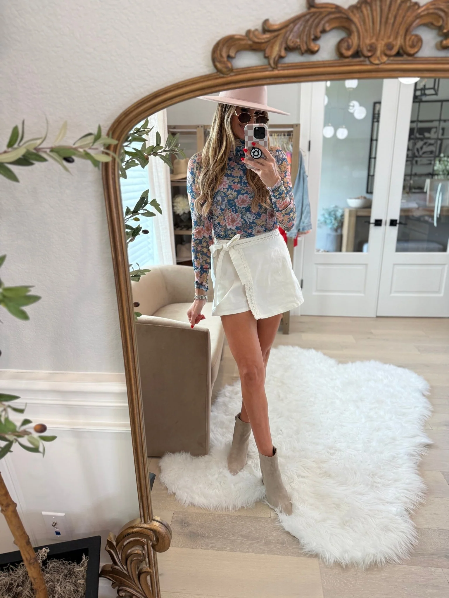 Blue Floral Mesh Top - Image 8