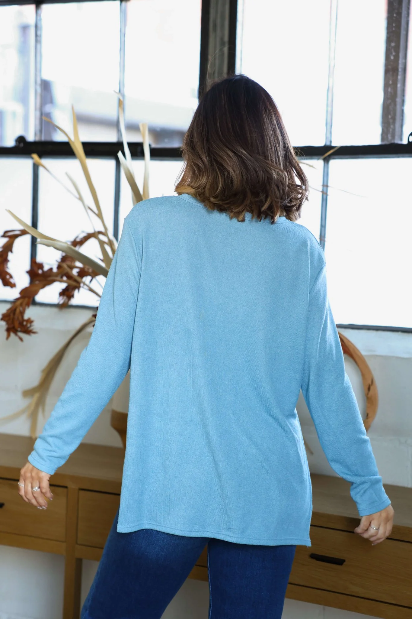 Blue Oversized Side Slit Top-FINAL SALE - Image 4