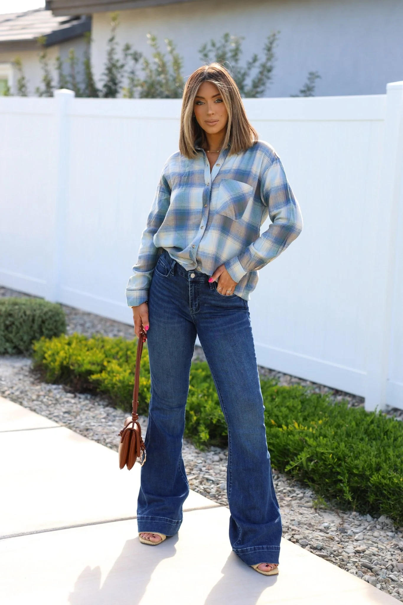Blue Plaid Button Down Flannel Shirt - FINAL SALE - Image 2