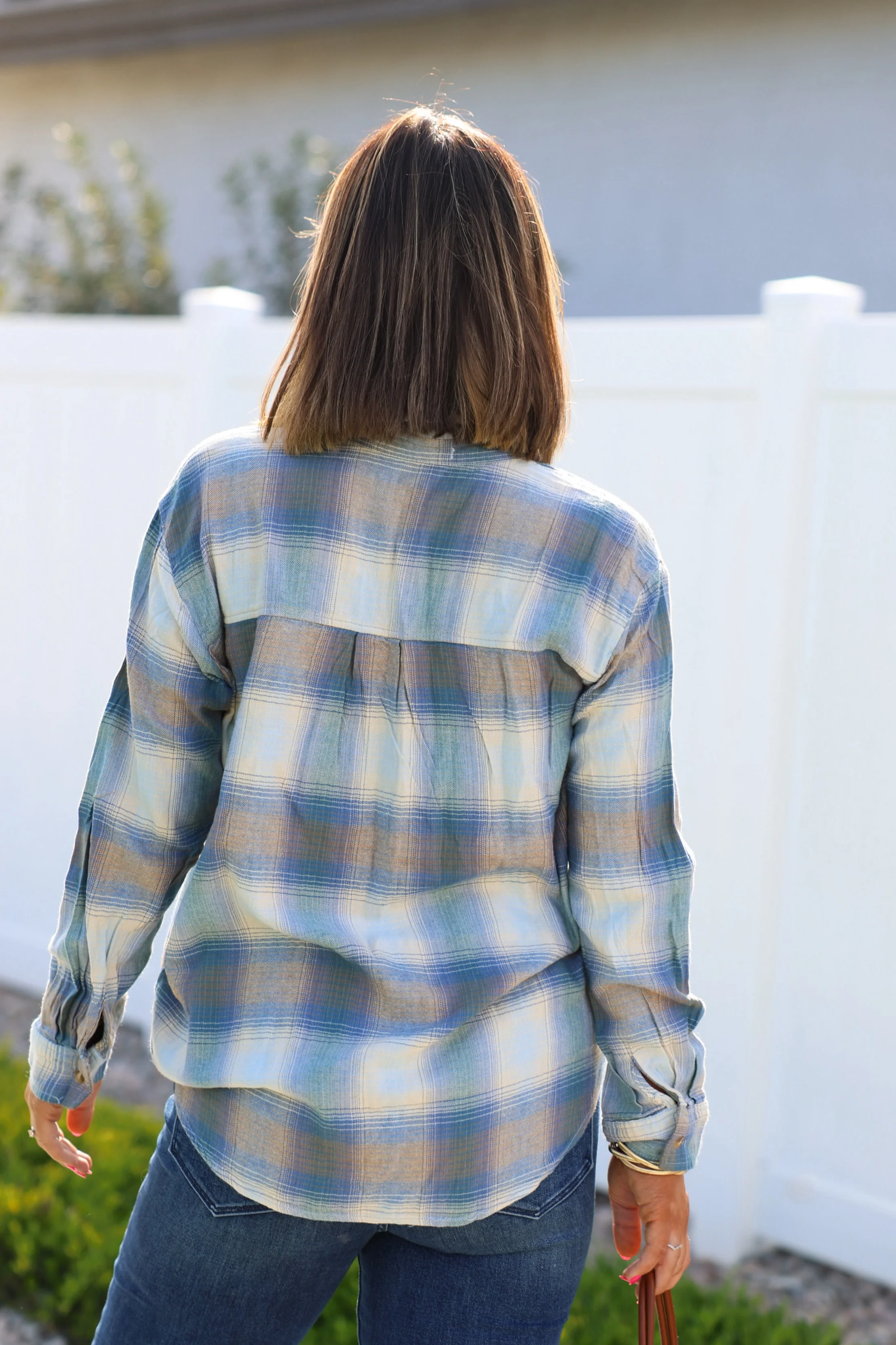 Blue Plaid Button Down Flannel Shirt - FINAL SALE - Image 5