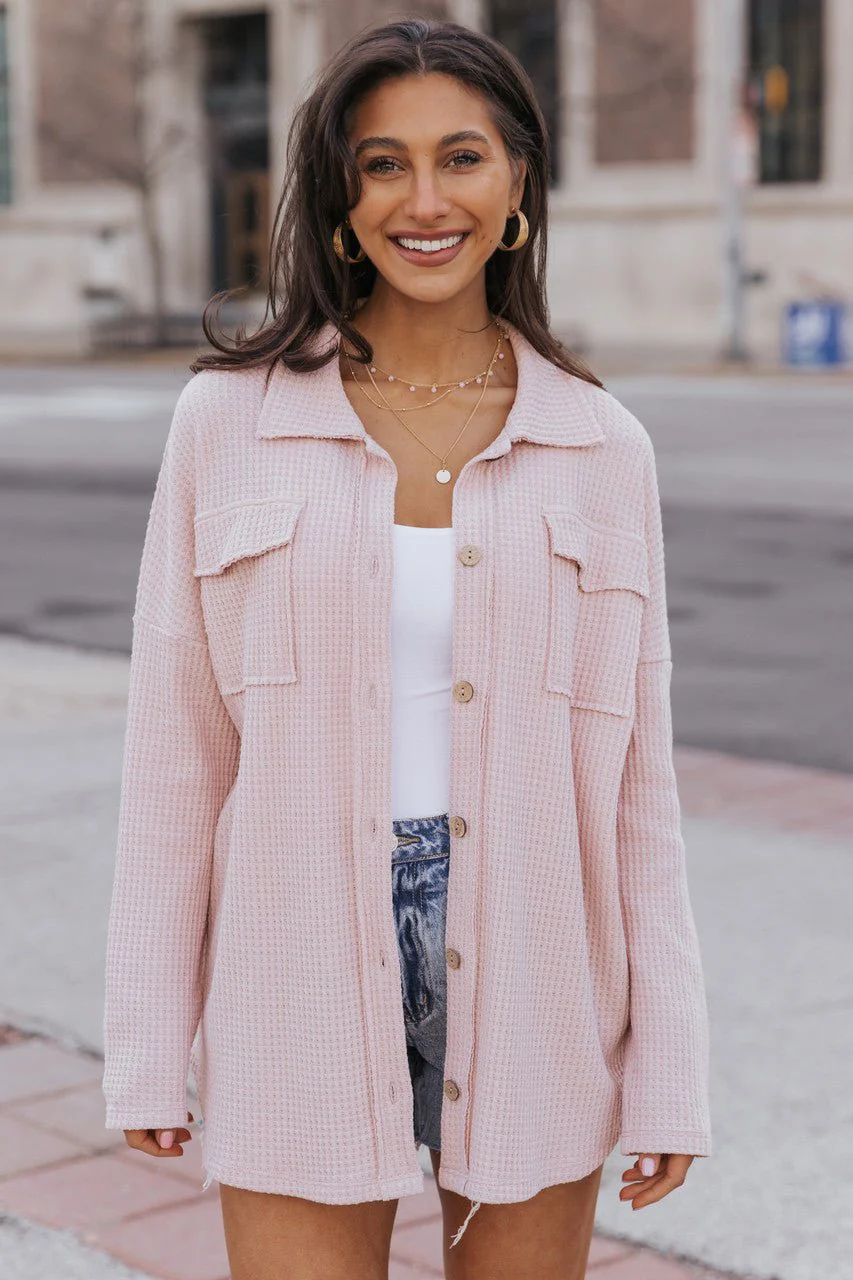 Blush Waffle Knit Shacket