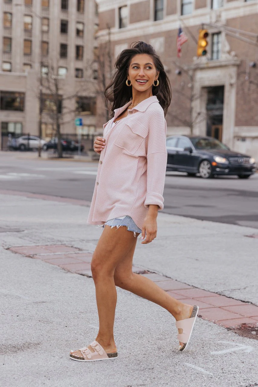 Blush Waffle Knit Shacket - Image 6