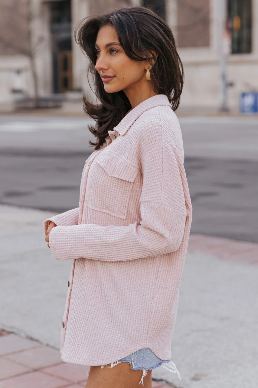 Blush Waffle Knit Shacket - Image 7