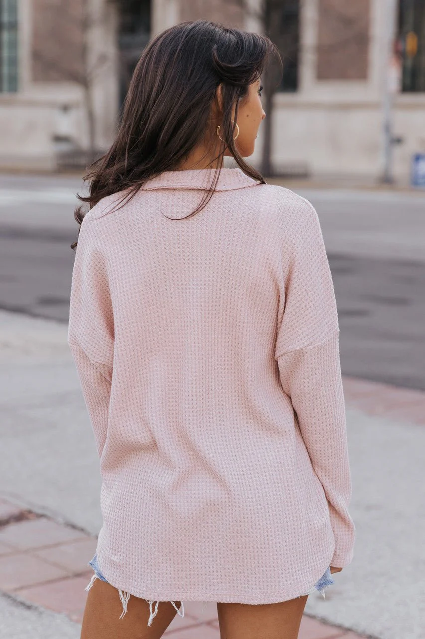 Blush Waffle Knit Shacket - Image 8