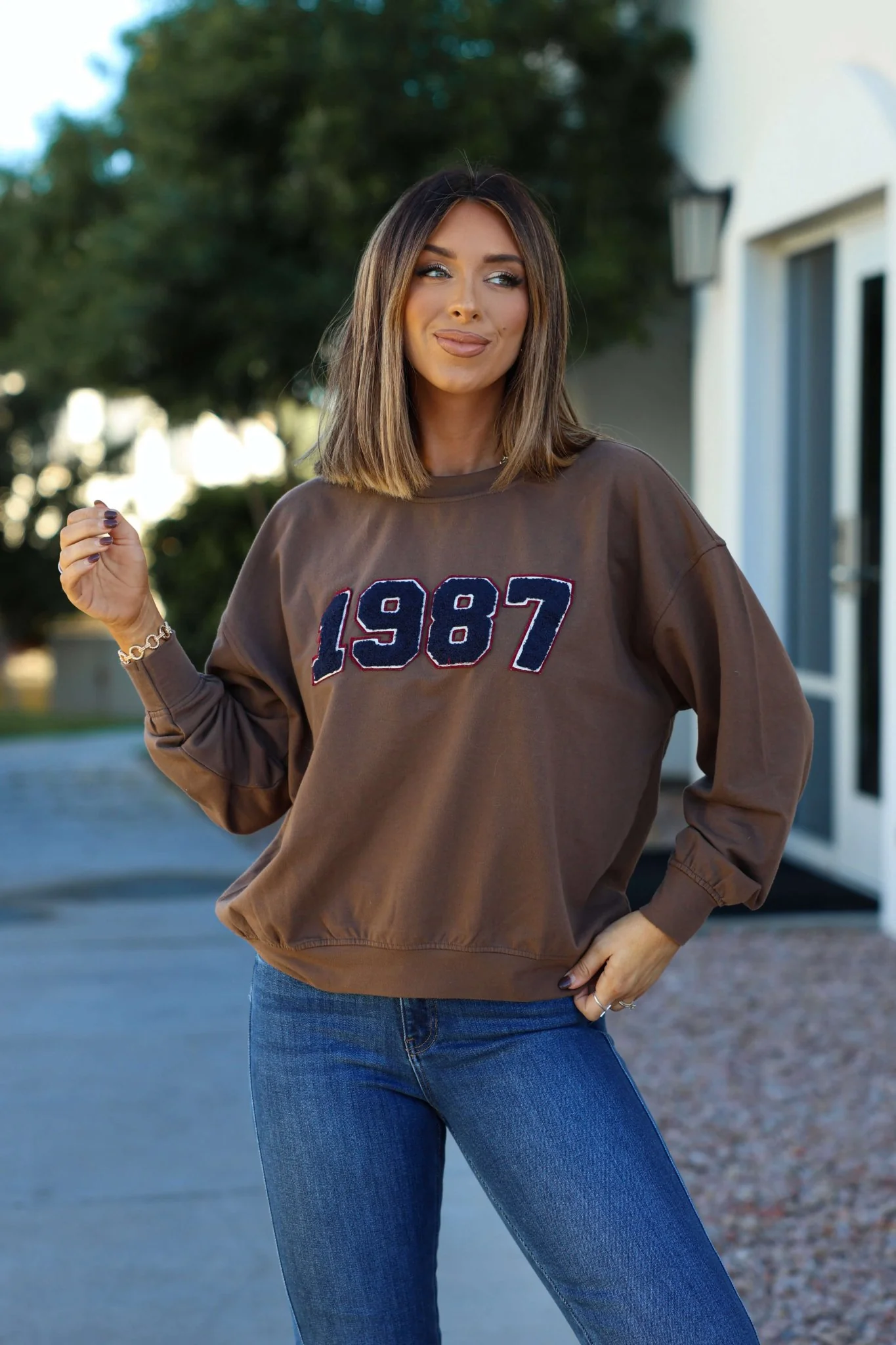 Brown 1987 Long Sleeve Pullover - FINAL SALE
