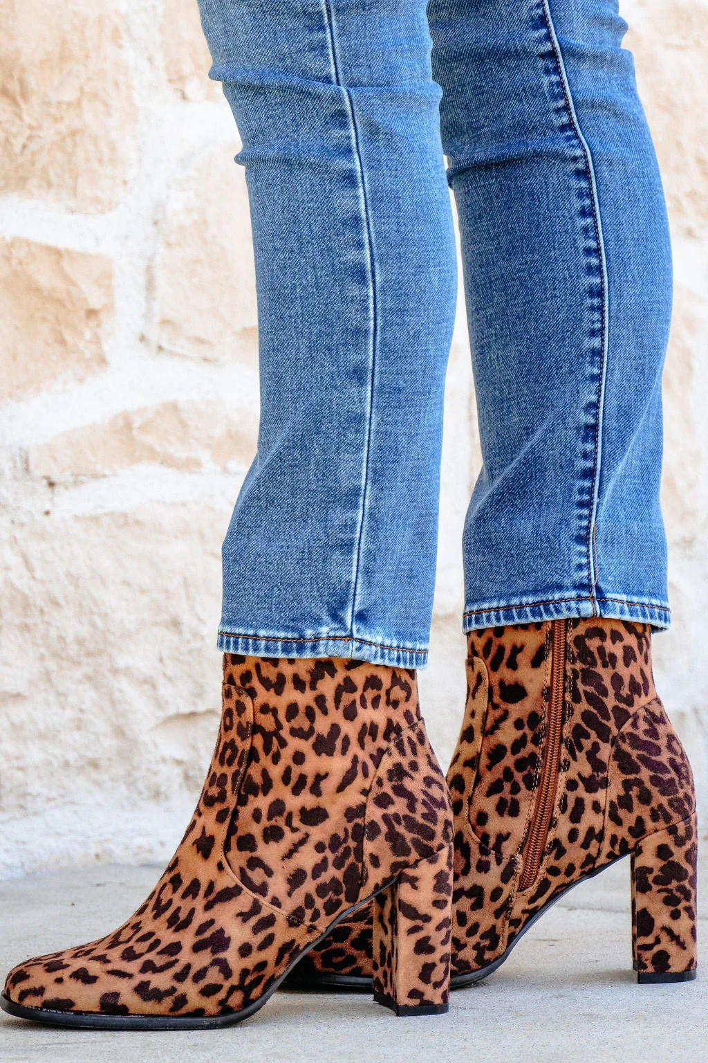Brown Leopard Suede Booties - FINAL SALE