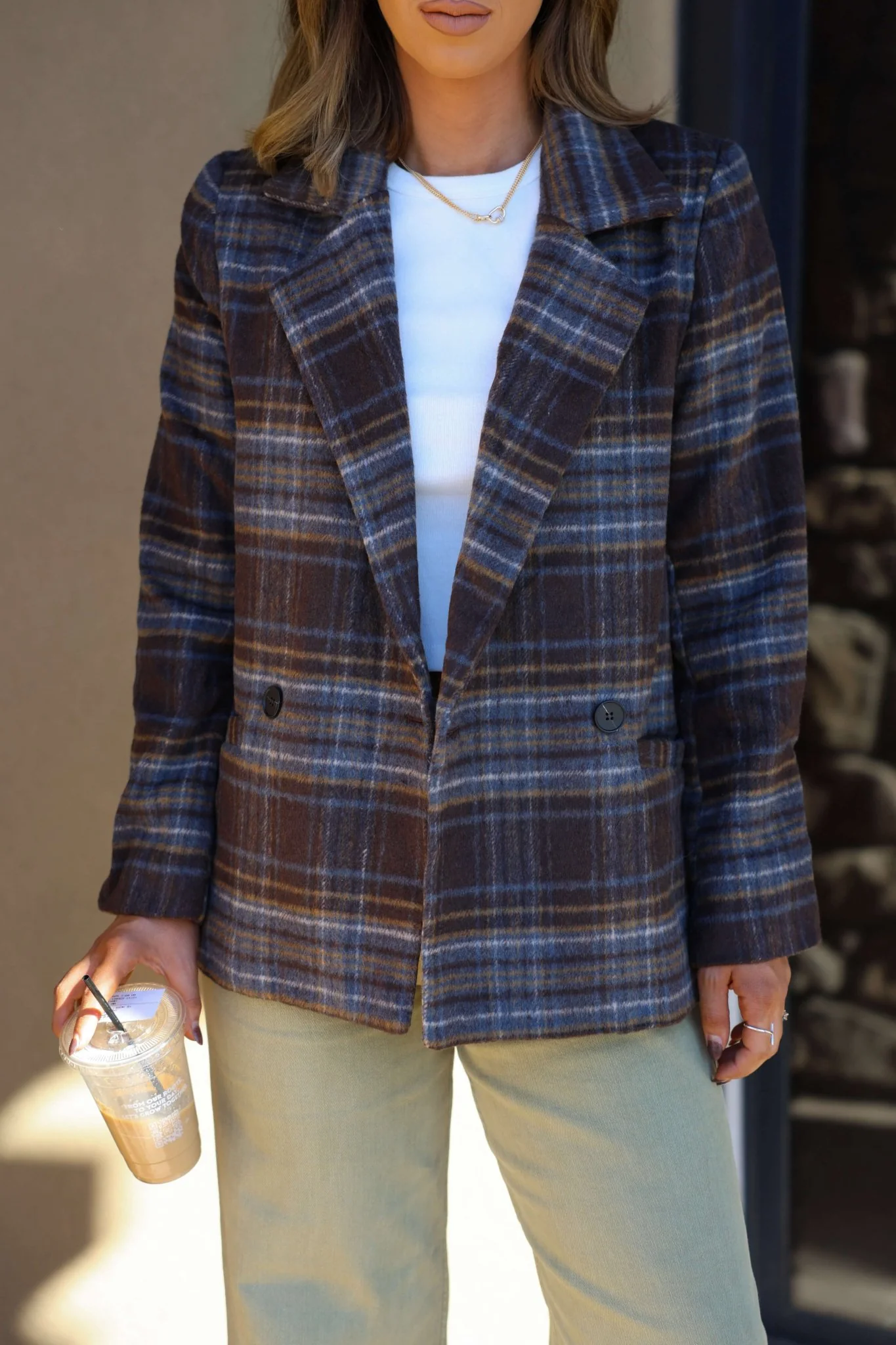 Brown Plaid Blazer Jacket - FINAL SALE - Image 5