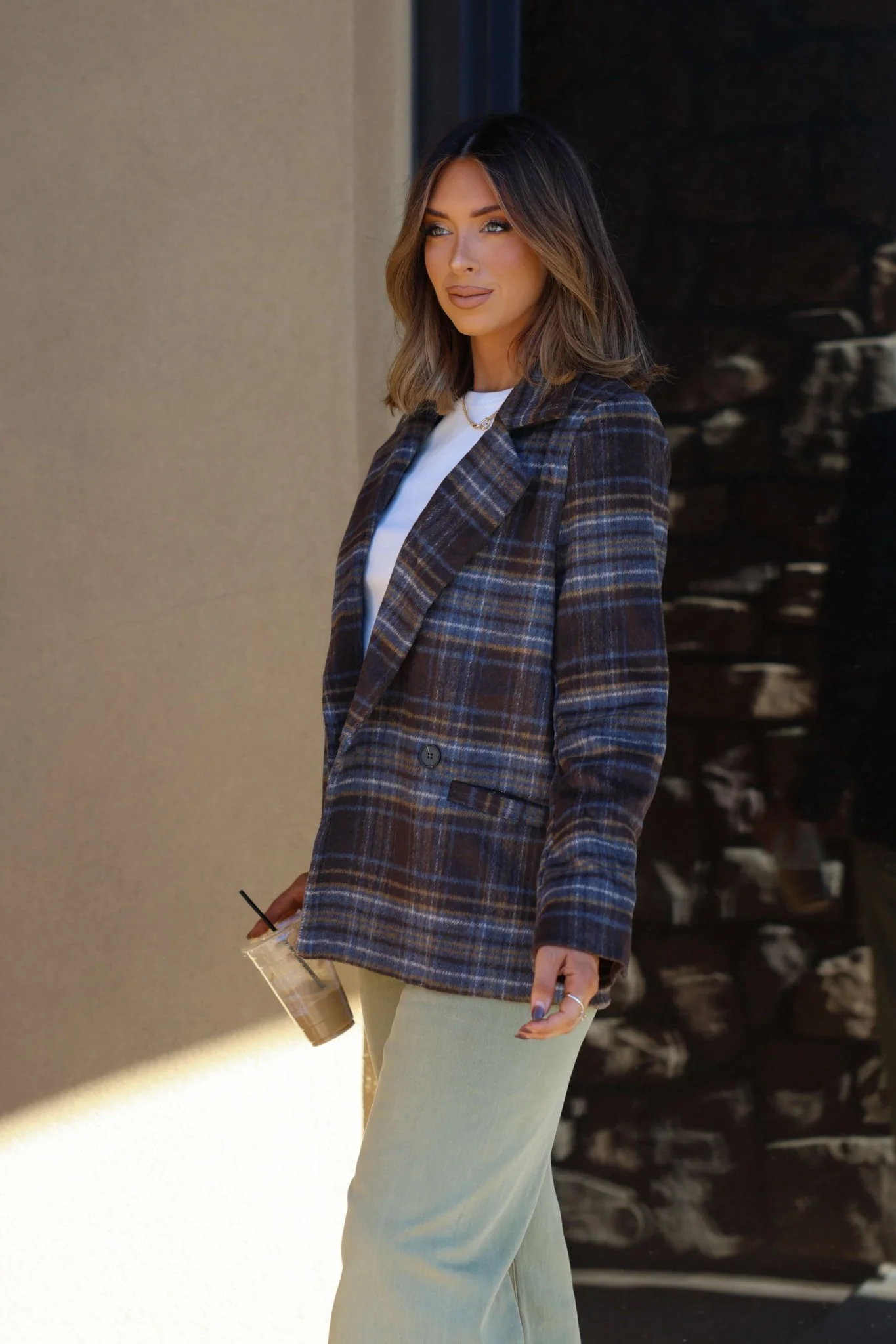 Brown Plaid Blazer Jacket - FINAL SALE - Image 6