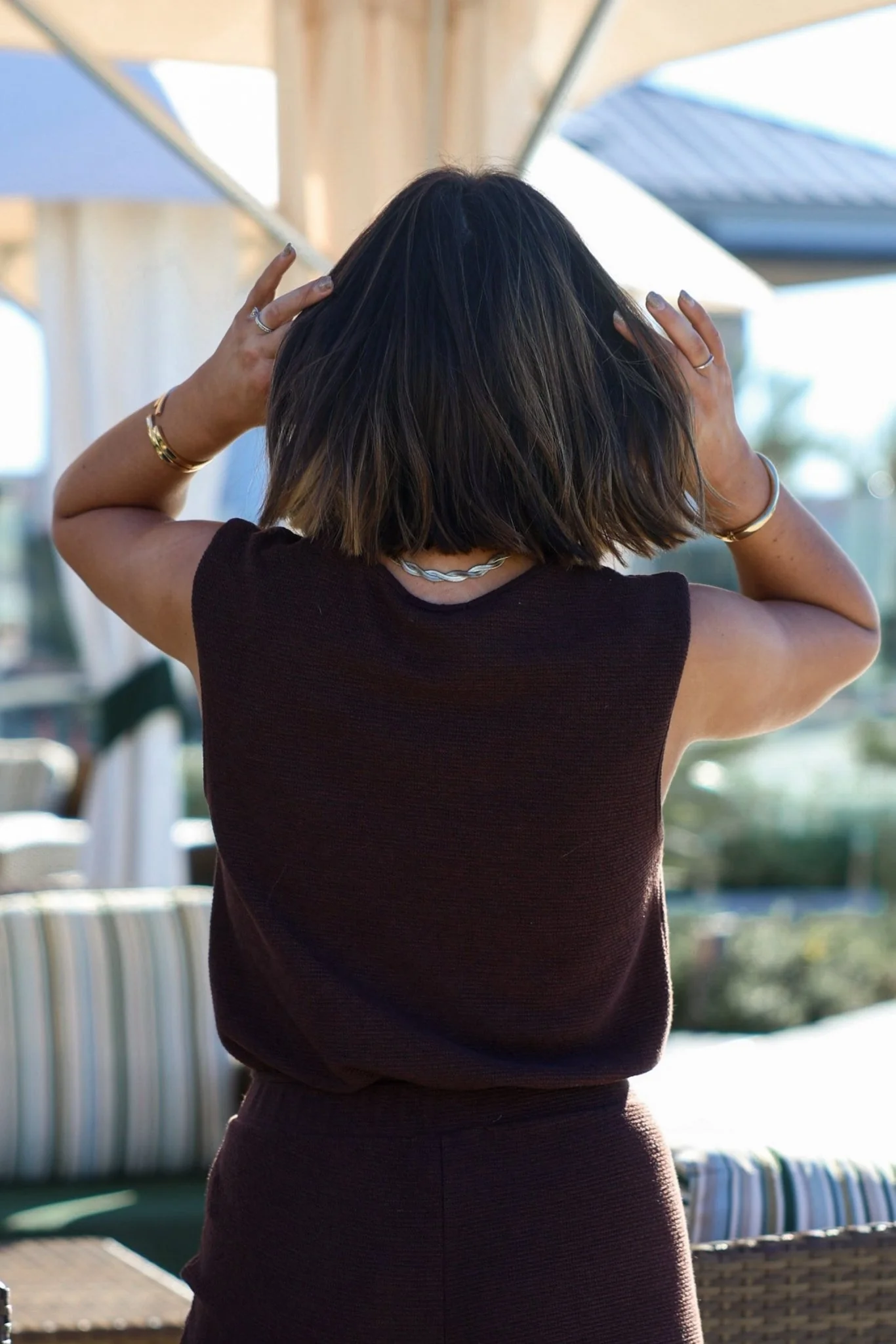 Brown Sleeveless Bubble Hem Top - FINAL SALE - Image 5