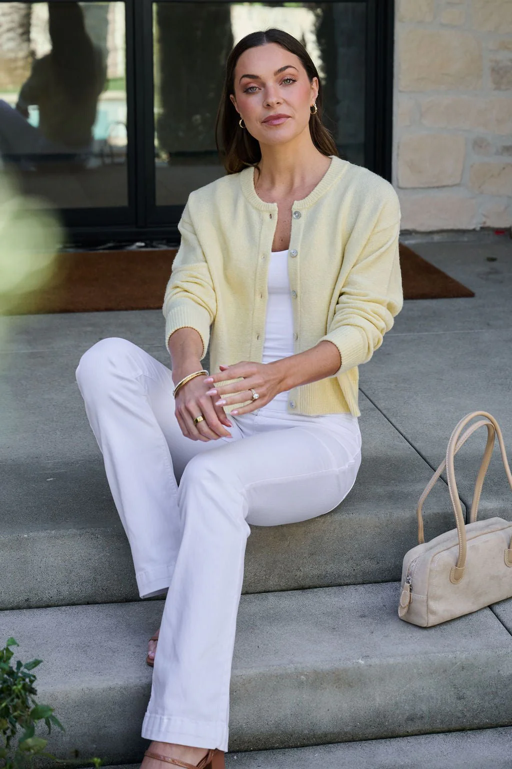 Butter Yellow Button Front Cardigan - Image 2