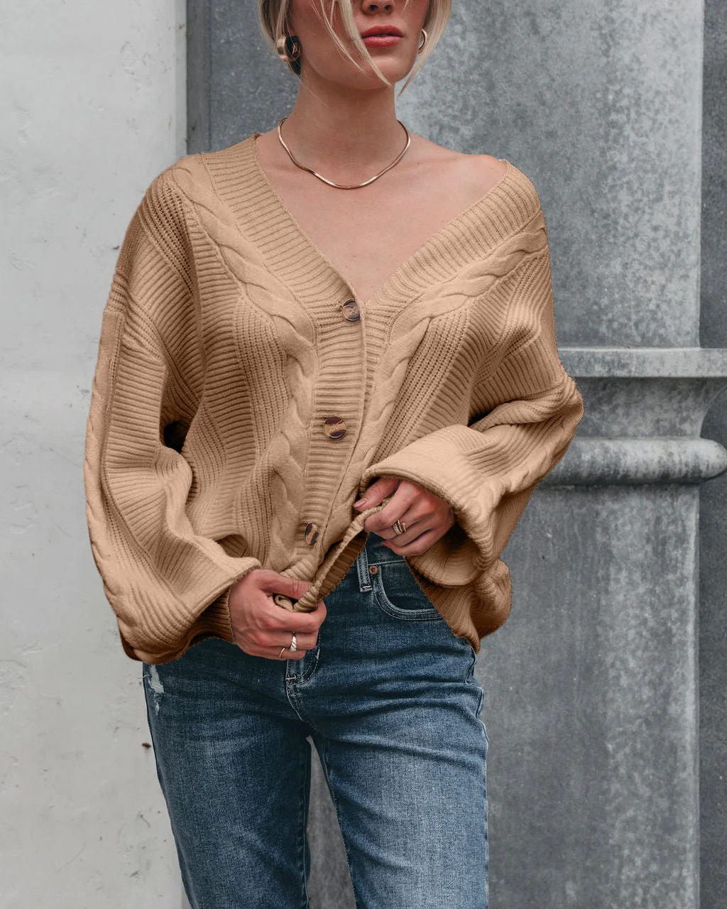 Camden Button Down Cardigan - Taupe - FINAL SALE - Image 4