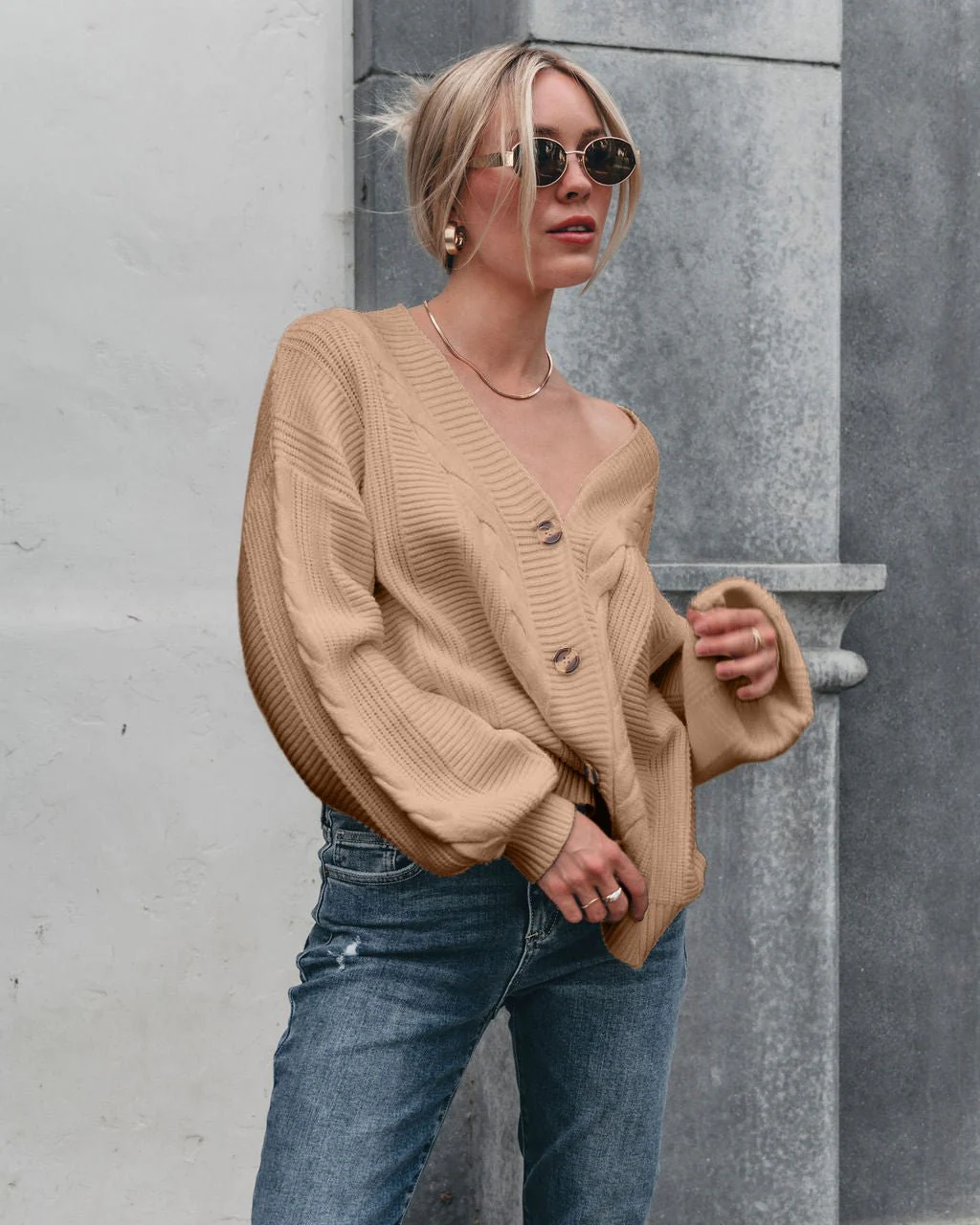 Camden Button Down Cardigan - Taupe - FINAL SALE - Image 5