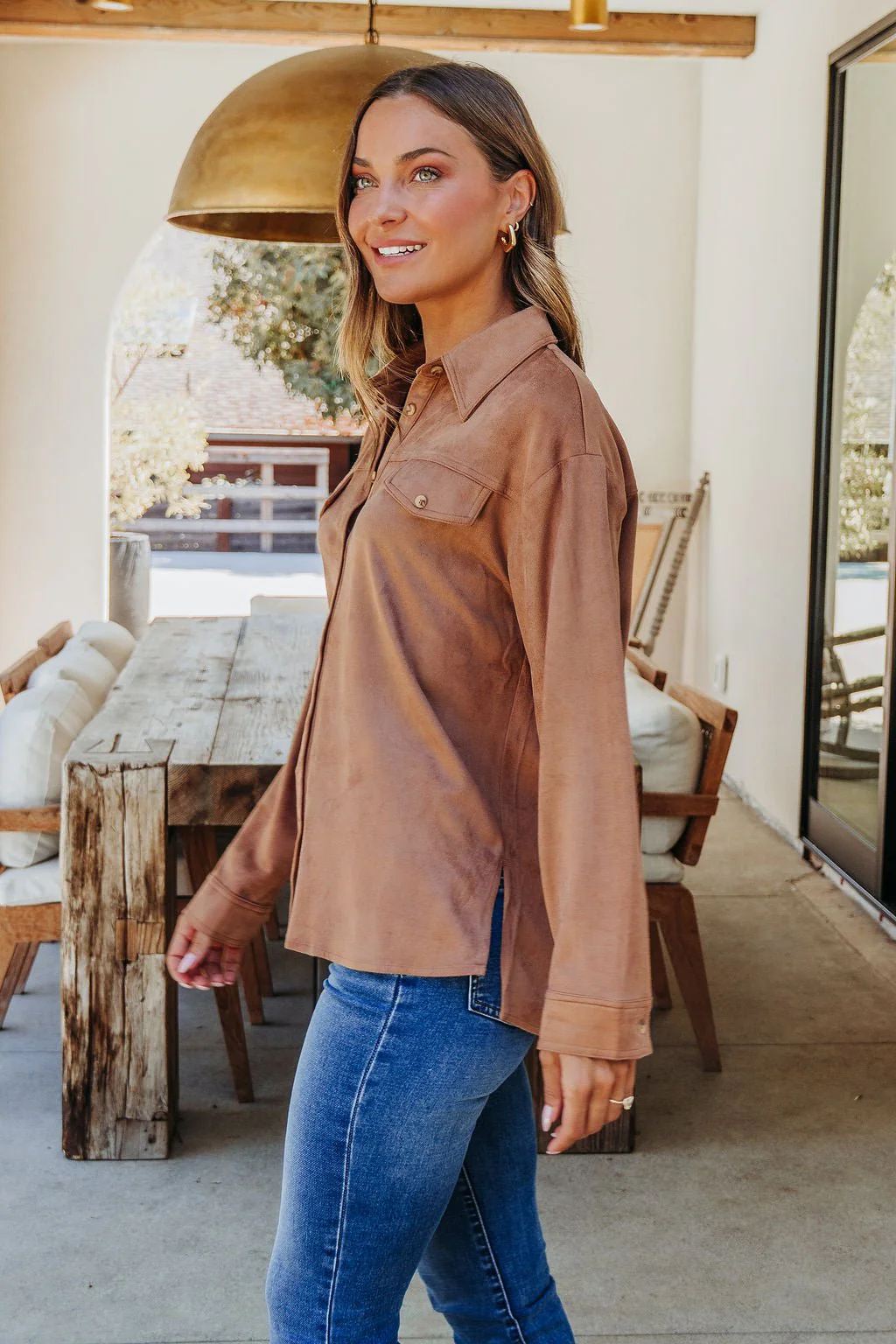 Carmel Brown Faux Suede Shacket - FINAL SALE - Image 5