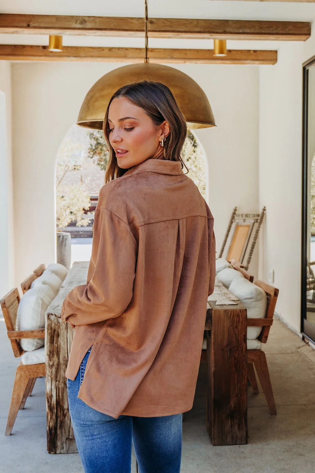 Carmel Brown Faux Suede Shacket - FINAL SALE - Image 6