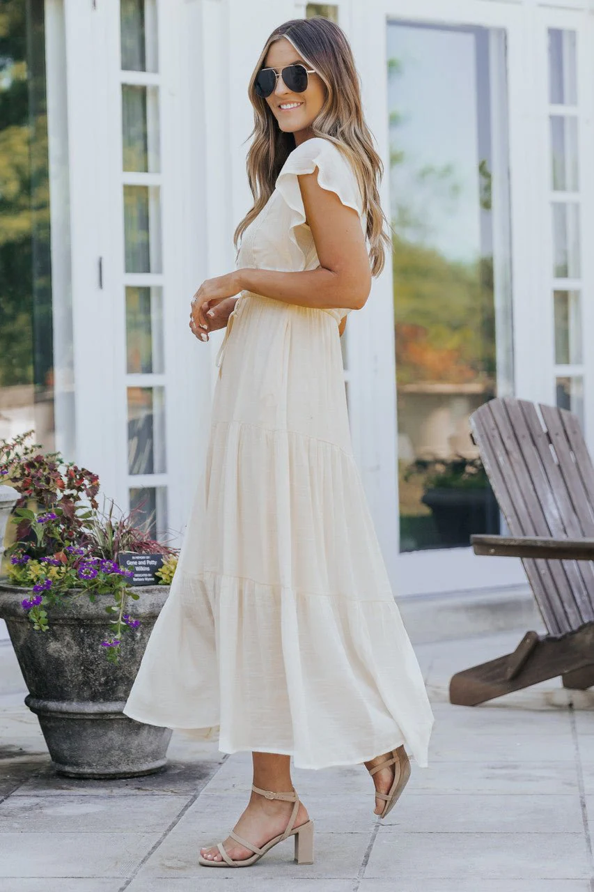 Celine Crochet Lace Tiered Boho Midi Dress - Image 3